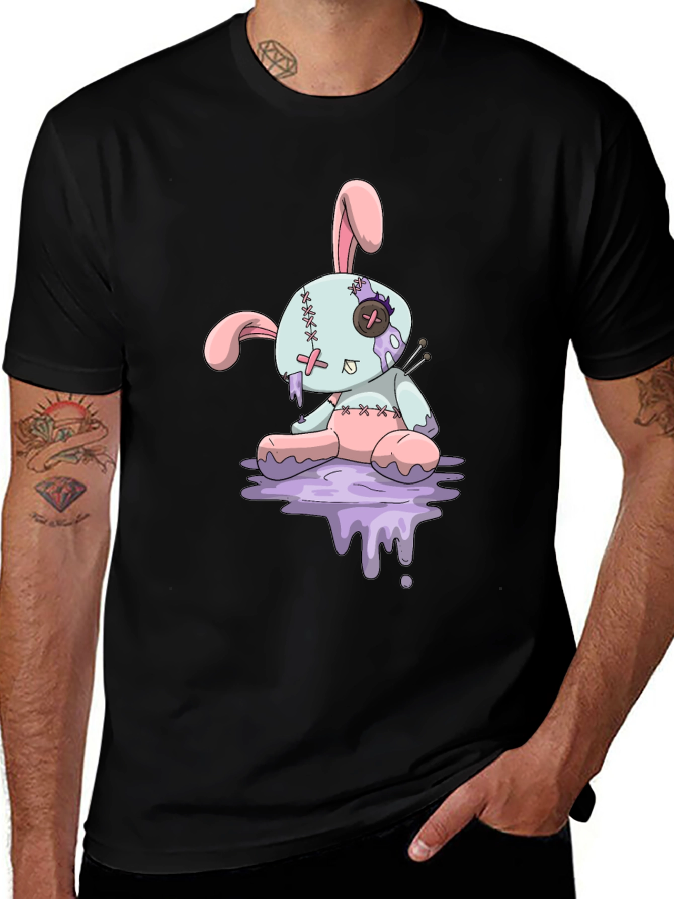 Variant 19 of Gothic Stitched Bunny T-Shirt - Black