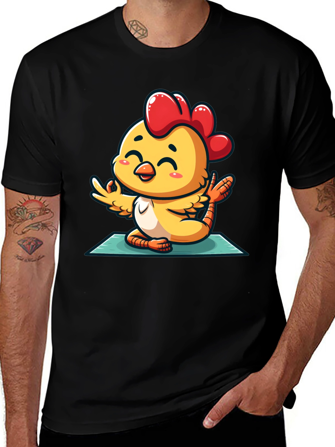 Variant 26 of Yoga Chicken T-Shirt - Relaxed Fit Cotton Tee