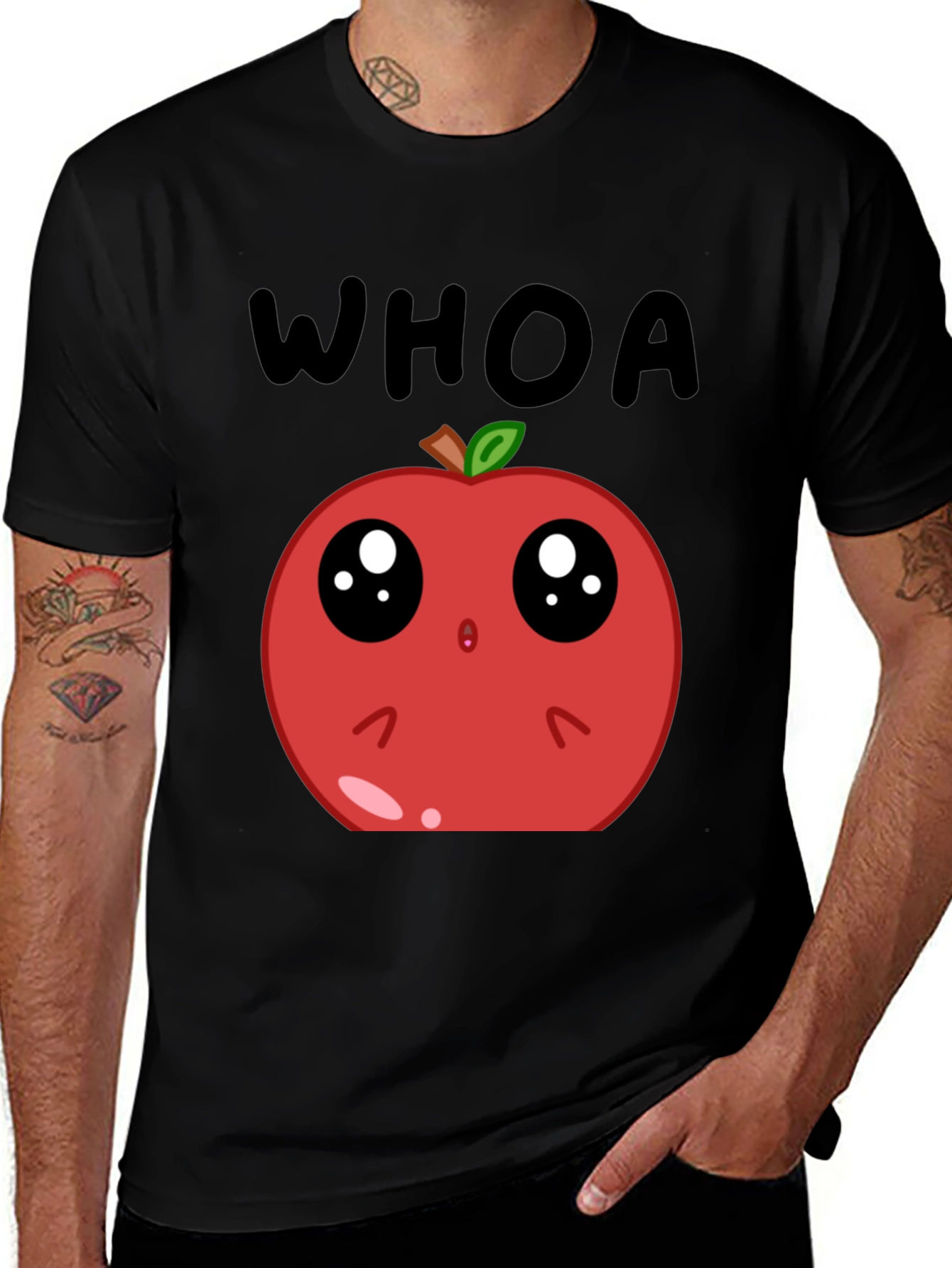 Variant 22 of Funny Apple Cartoon T-Shirt - Whoa Cute Fruit Tee