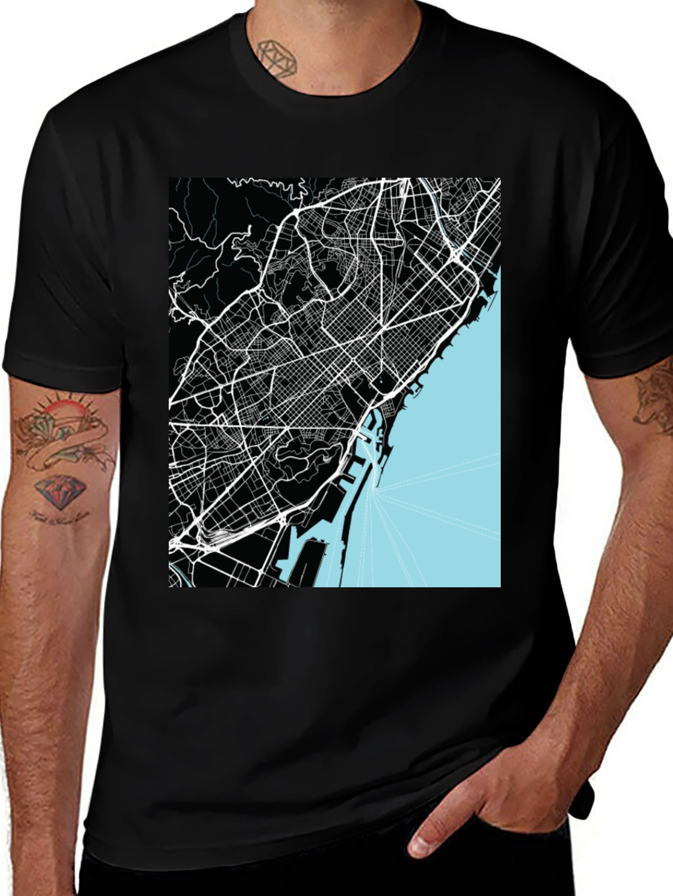 Barcelona Map Graphic T-Shirt