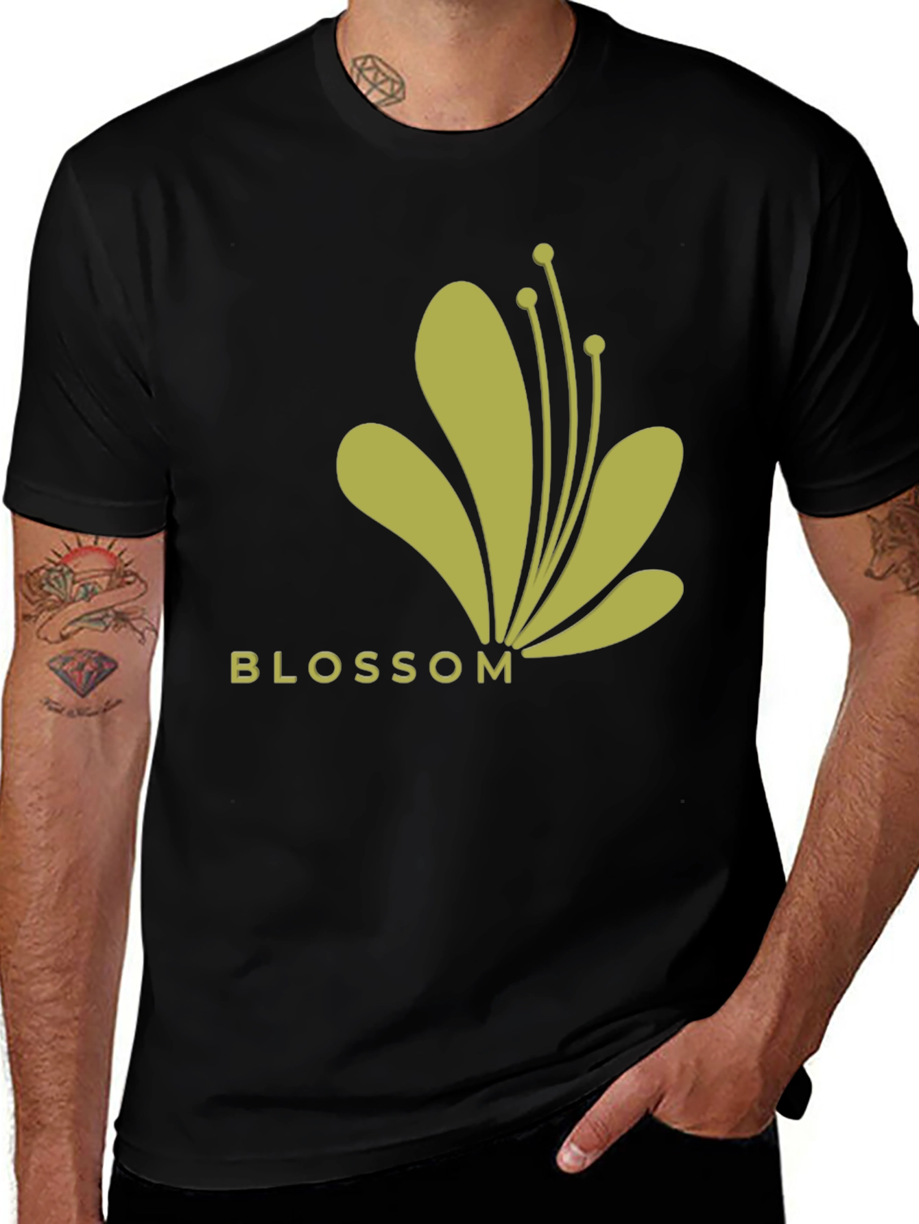 Blossom Graphic Tee - Stylish Men's Black T-Shirt