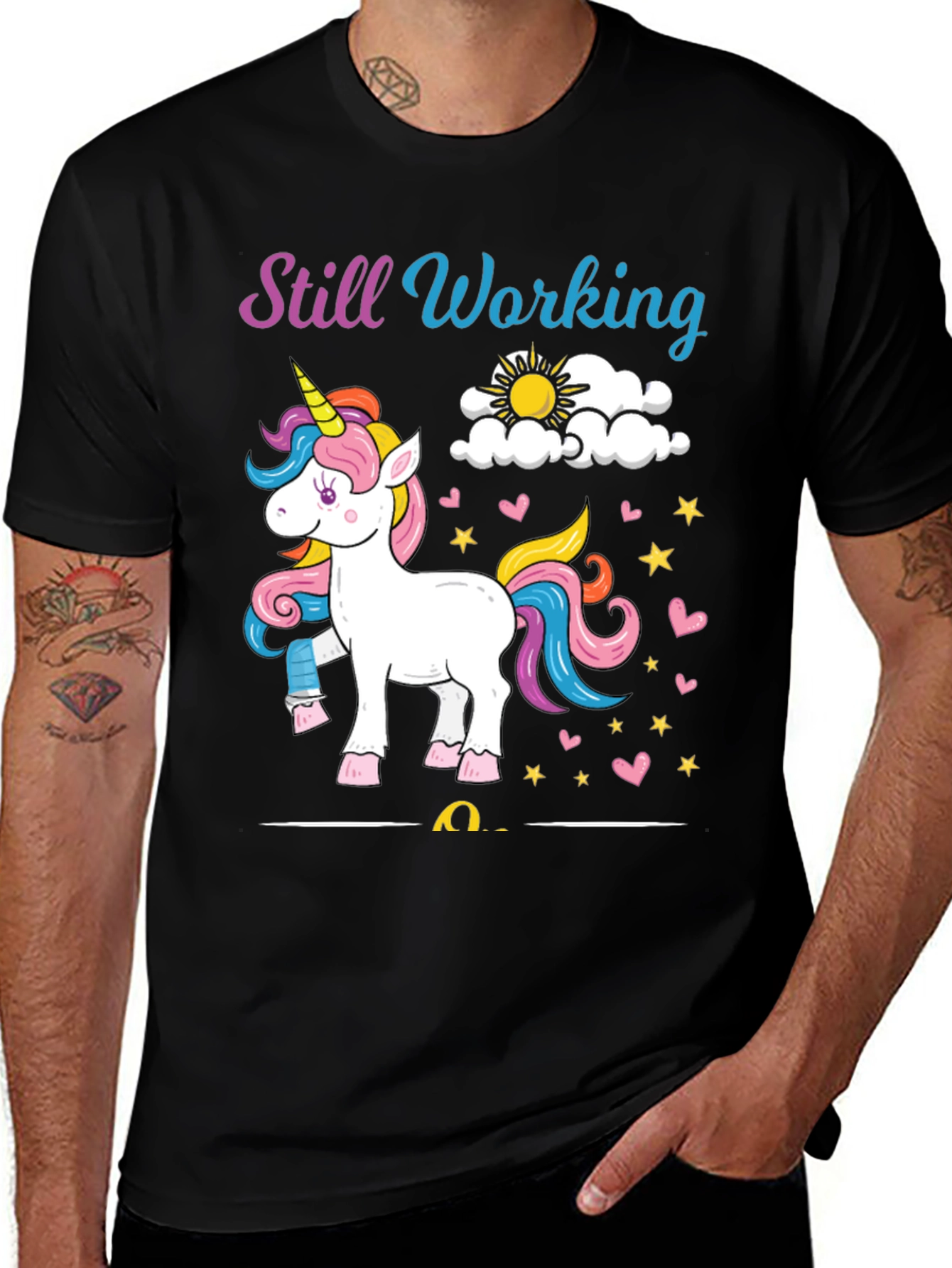 Variant 28 of Still Working Unicorn Graphic Tee