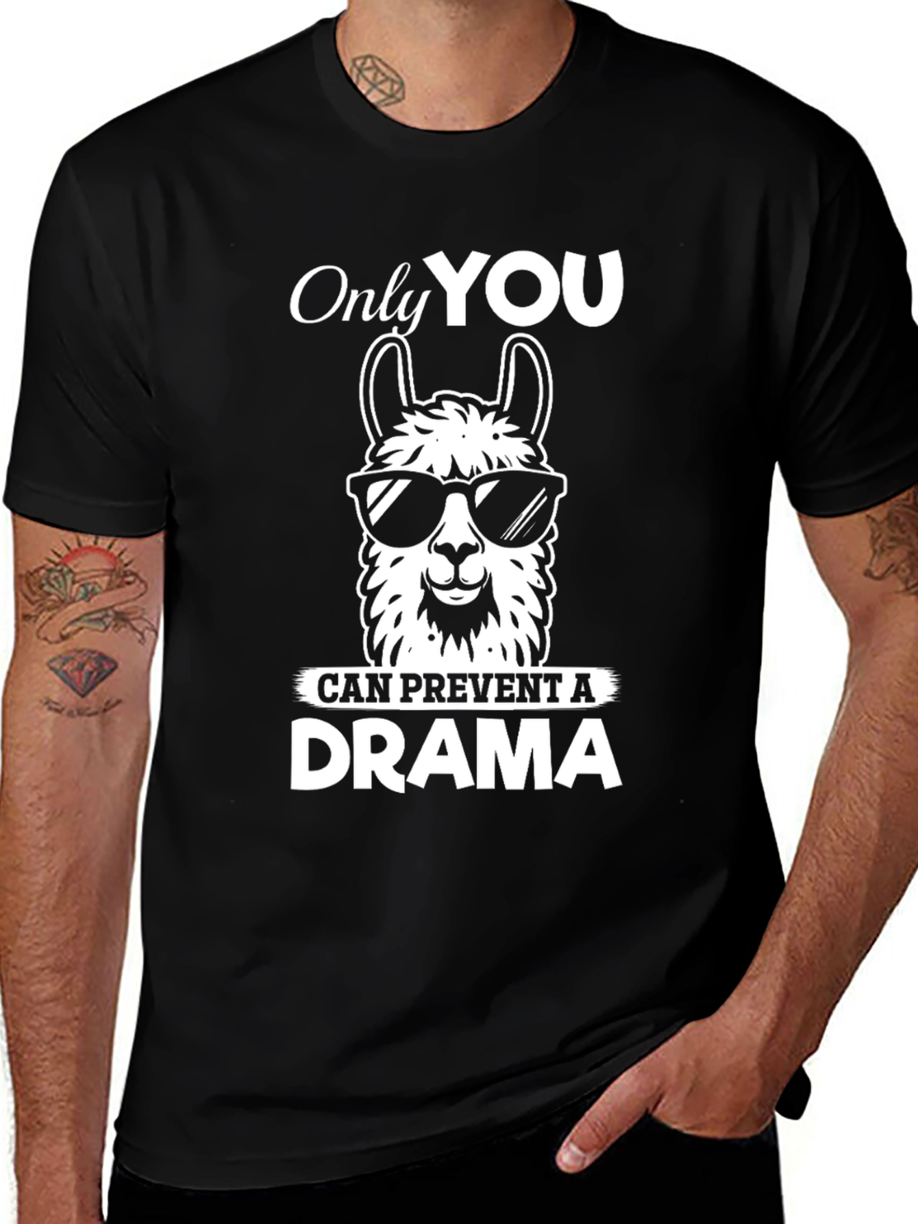 Variant 5 of Only You Can Prevent A Drama Llama Black T-Shirt