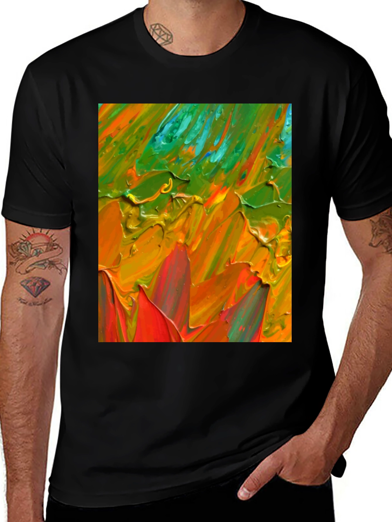 Variant 5 of Abstract Art T-Shirt: Vibrant Brushstroke Design