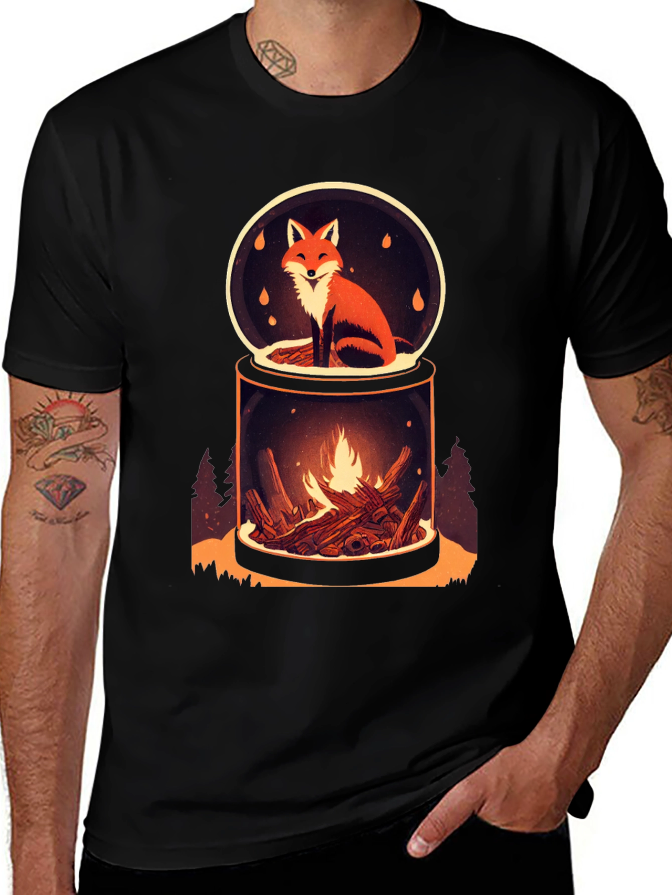 Variant 26 of Fox and Fire Snow Globe Graphic Tee