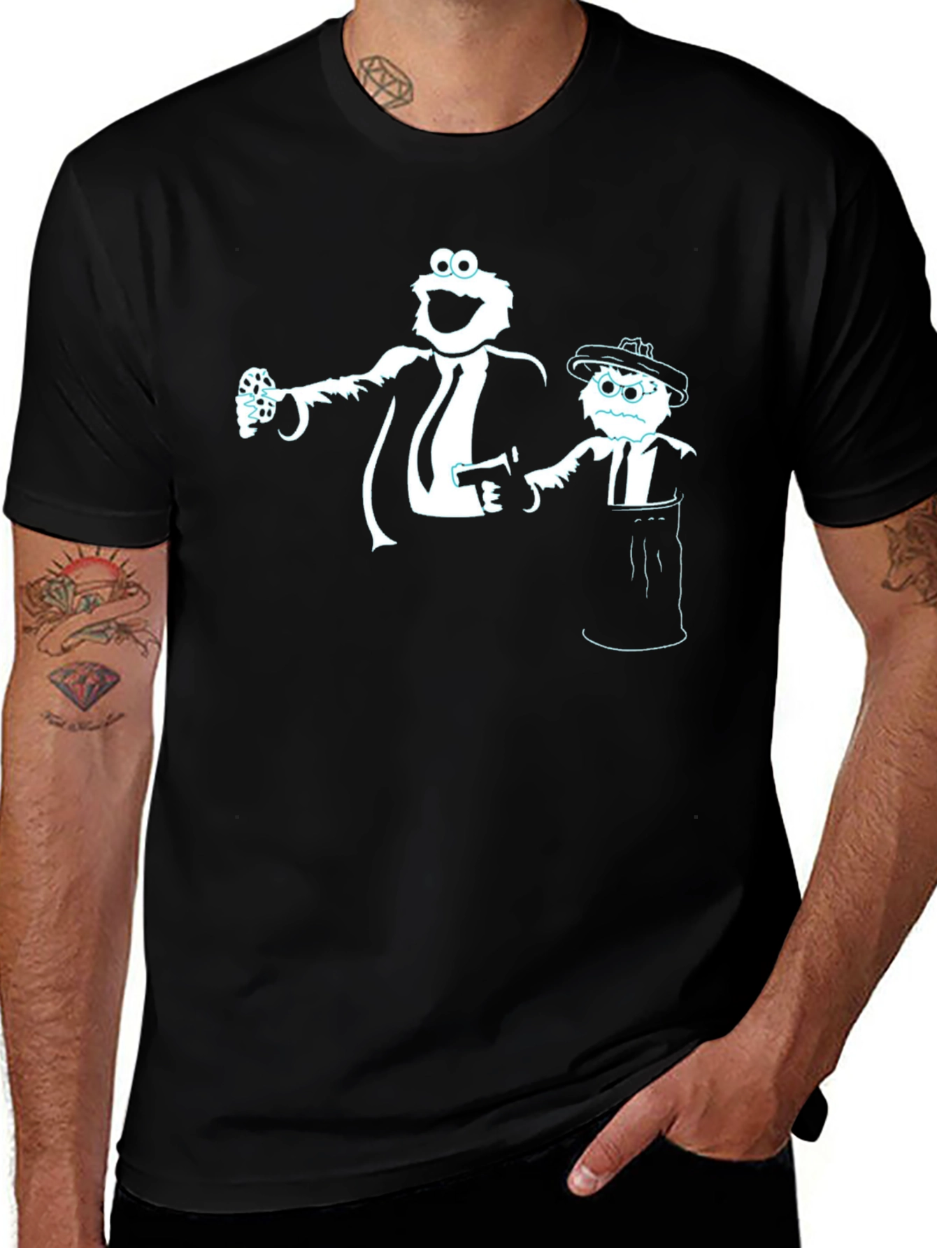 Variant 25 of Gangster Muppets Graphic T-Shirt - Black