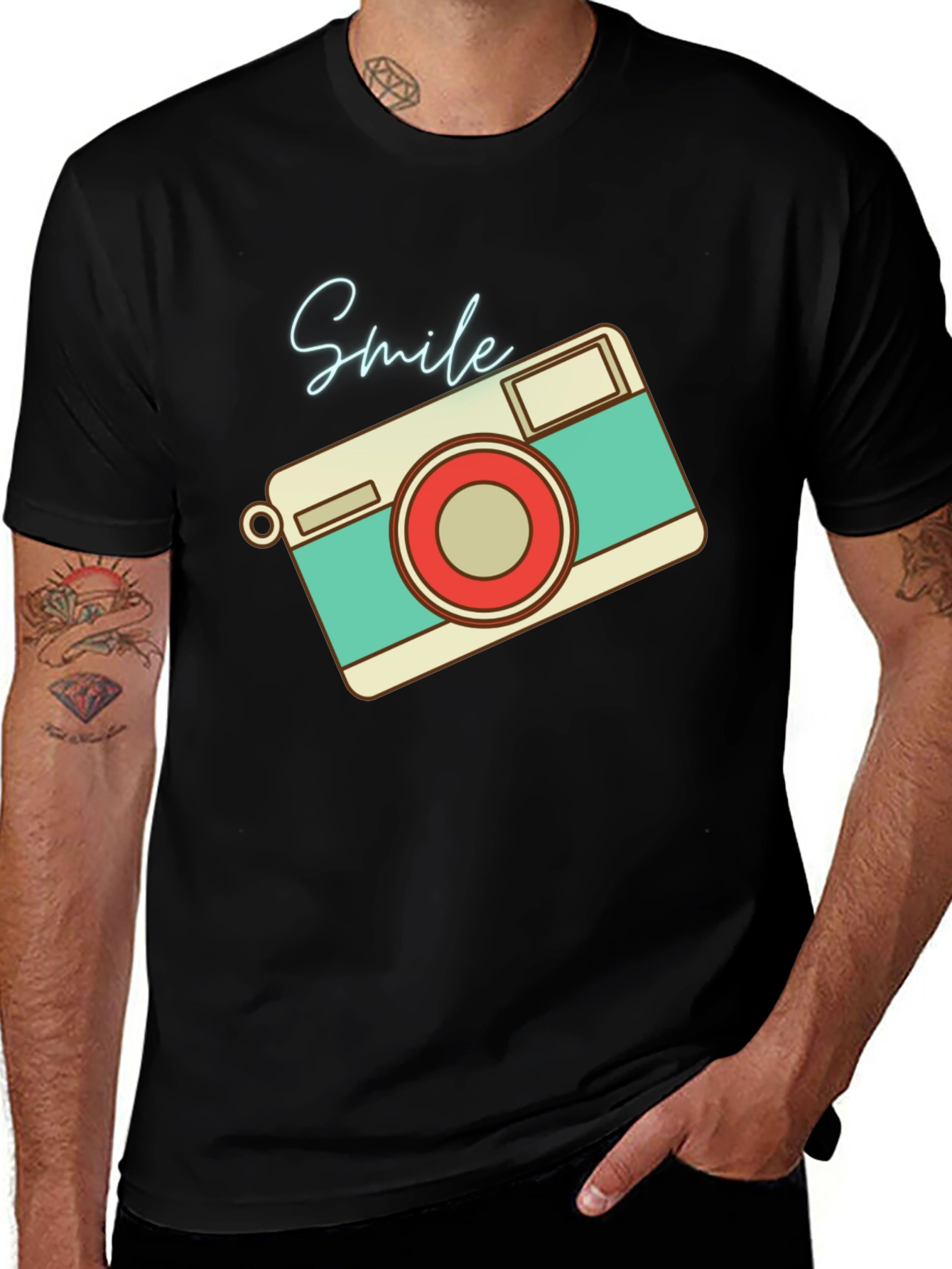 Variant 16 of Retro Camera Smile Graphic T-Shirt - Unisex