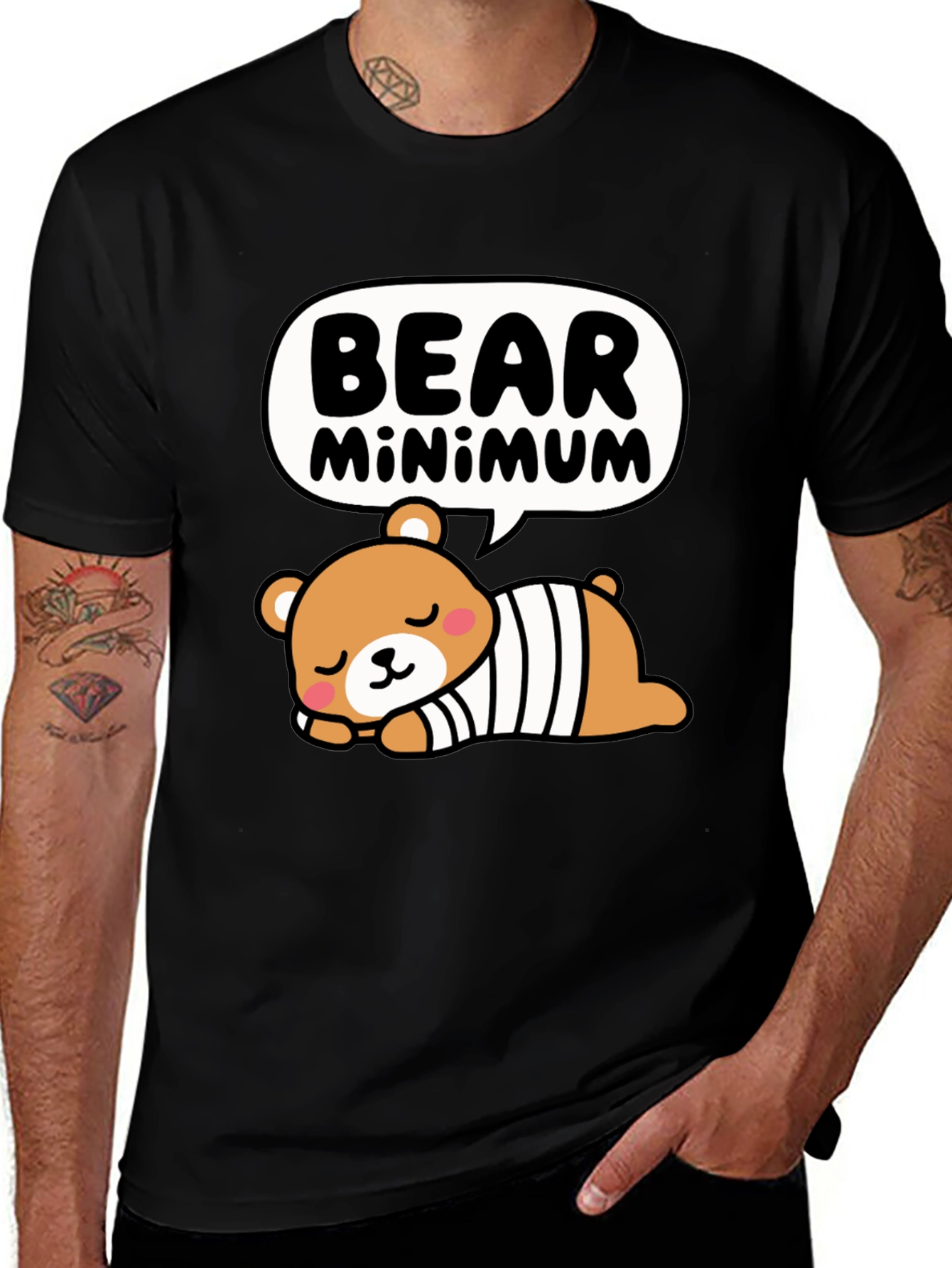 Variant 4 of Bear Minimum Graphic T-Shirt - Cute Cartoon Tee