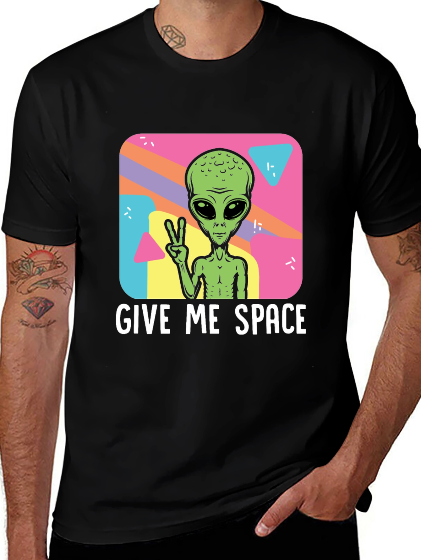 Variant 18 of Give Me Space Alien T-Shirt - Black