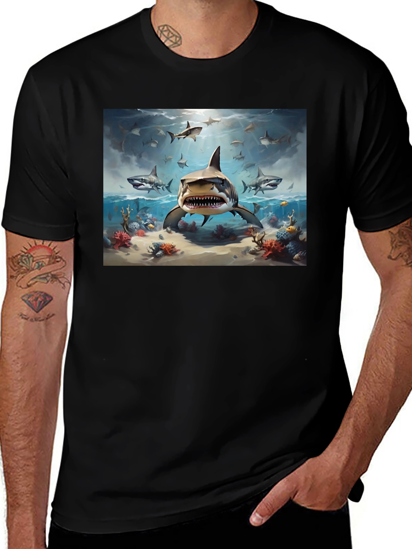 Variant 24 of Shark Attack T-Shirt - Marine Life Graphic Tee