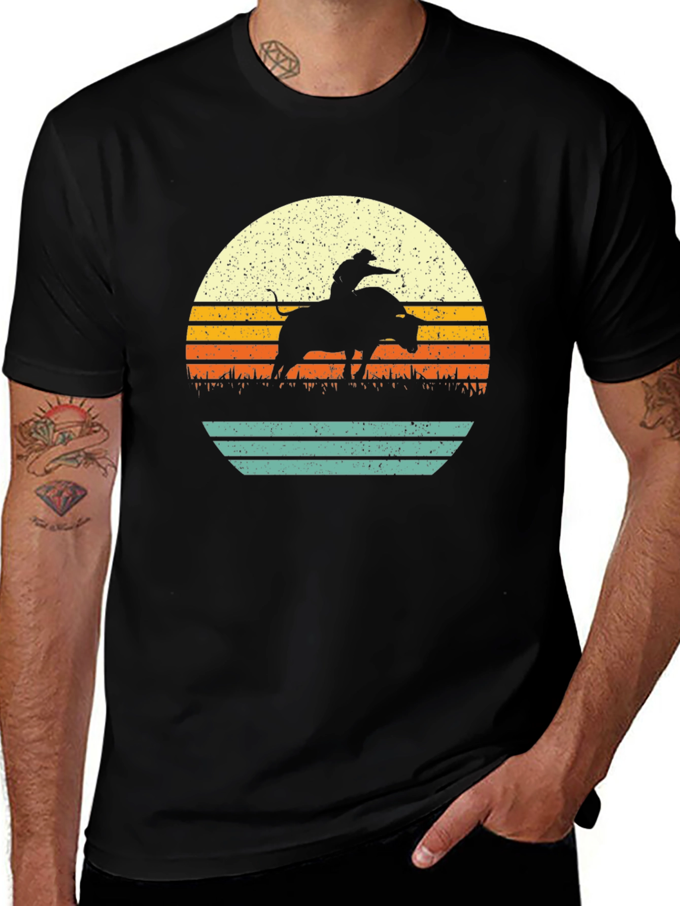 Variant 5 of Retro Rodeo Sunset Graphic T-Shirt