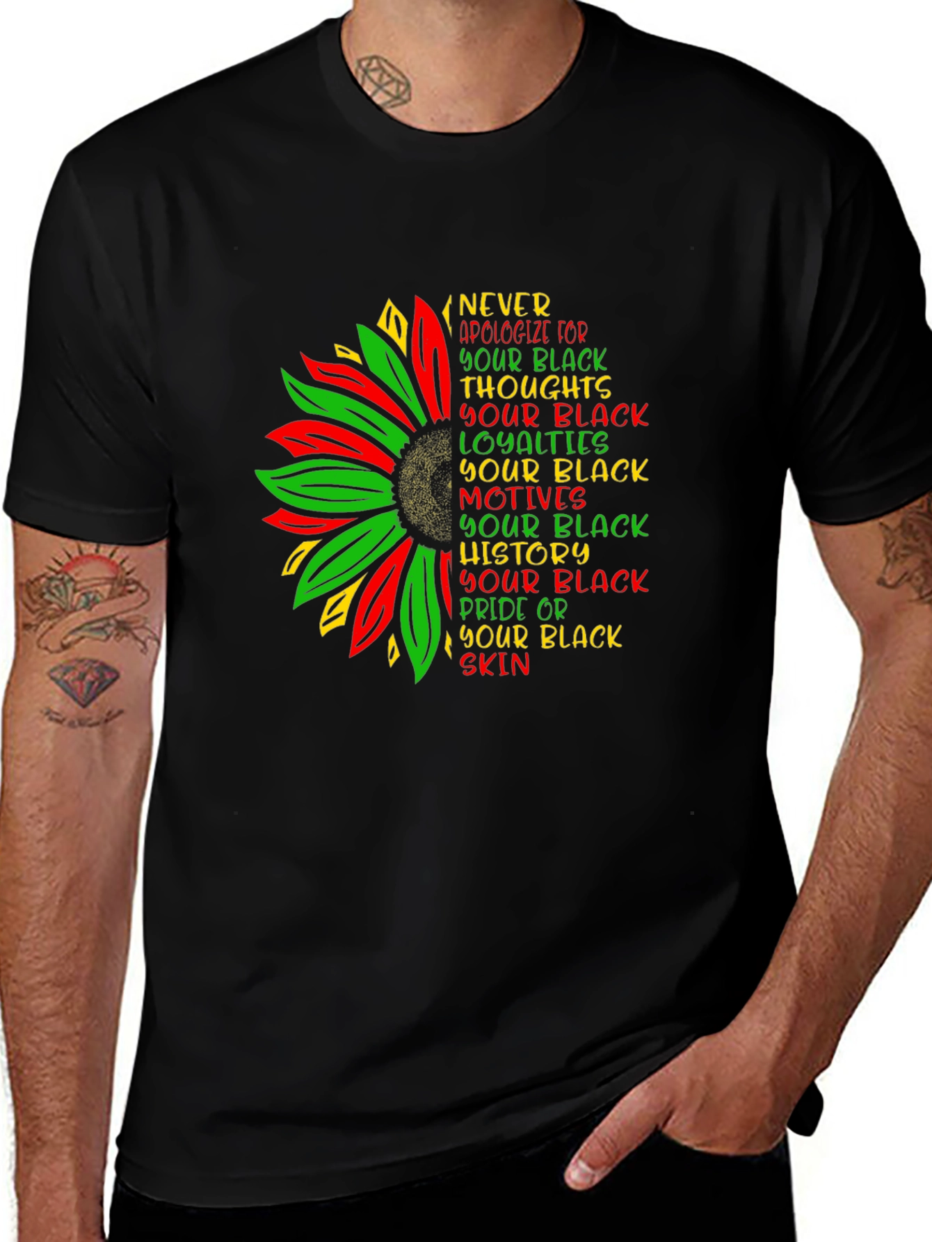 Variant 27 of Black Pride Sunflower Graphic Tee