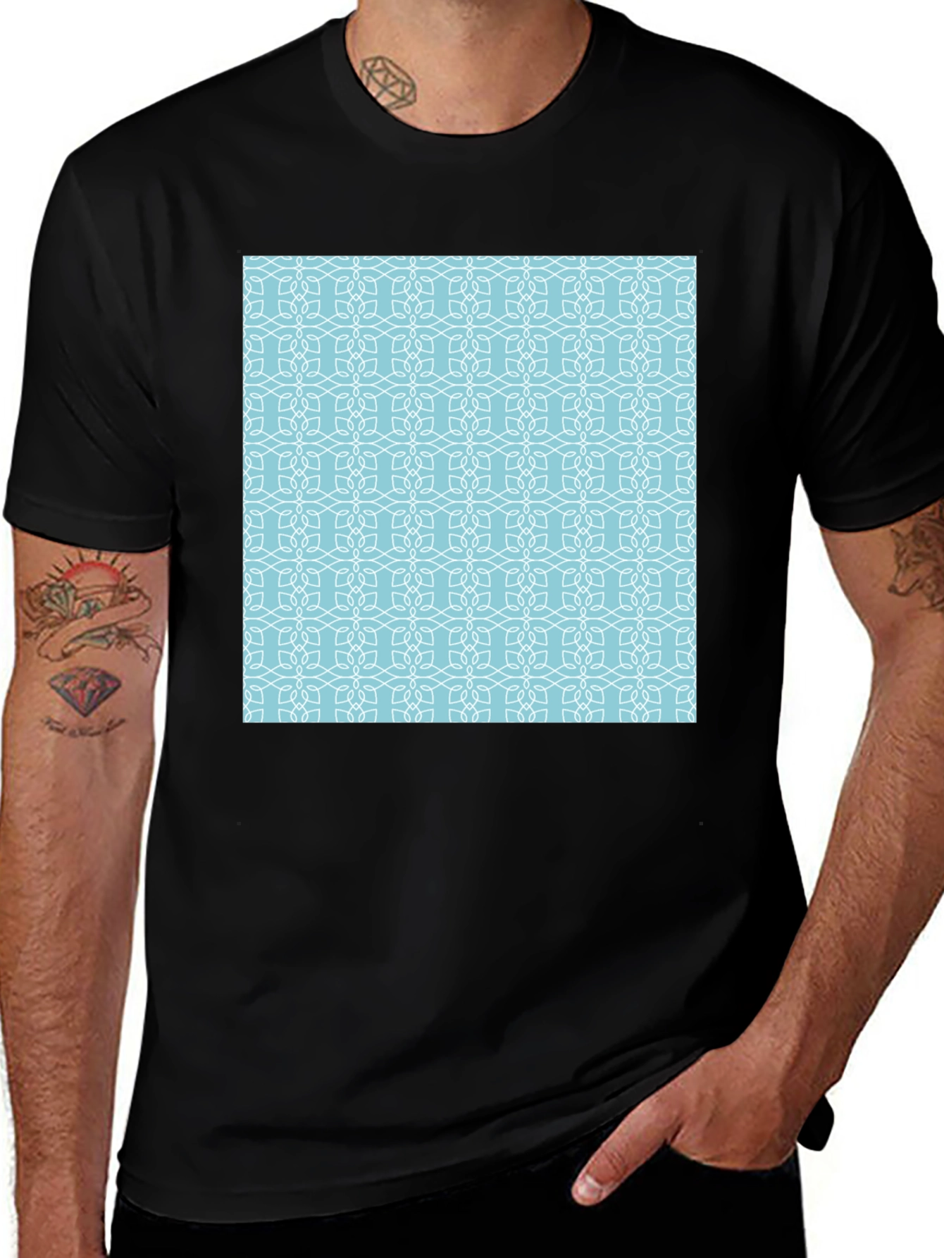 Variant 13 of Elegant Patterned T-Shirt - Soft Blue Design