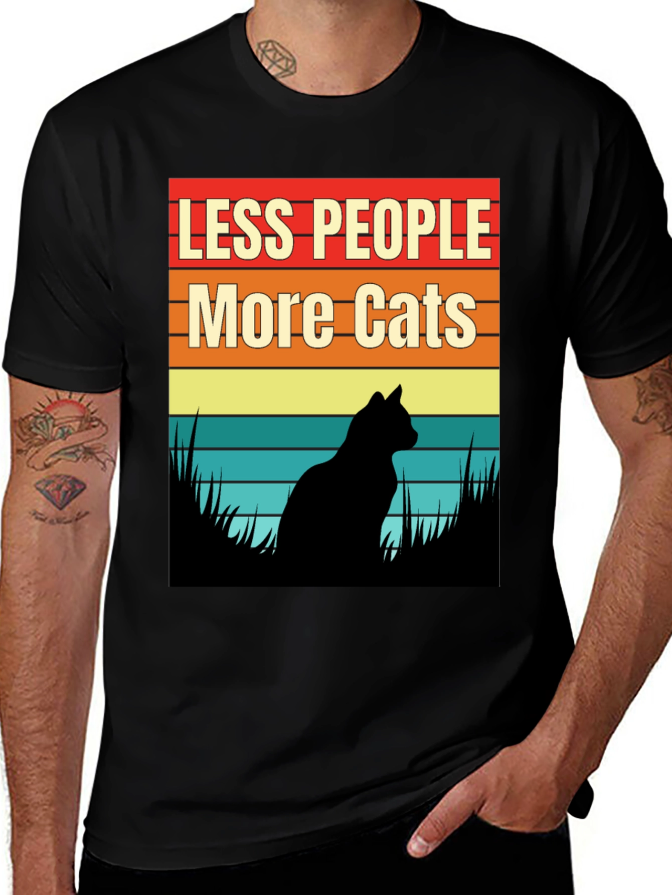 Variant 21 of Less People More Cats Graphic T-Shirt