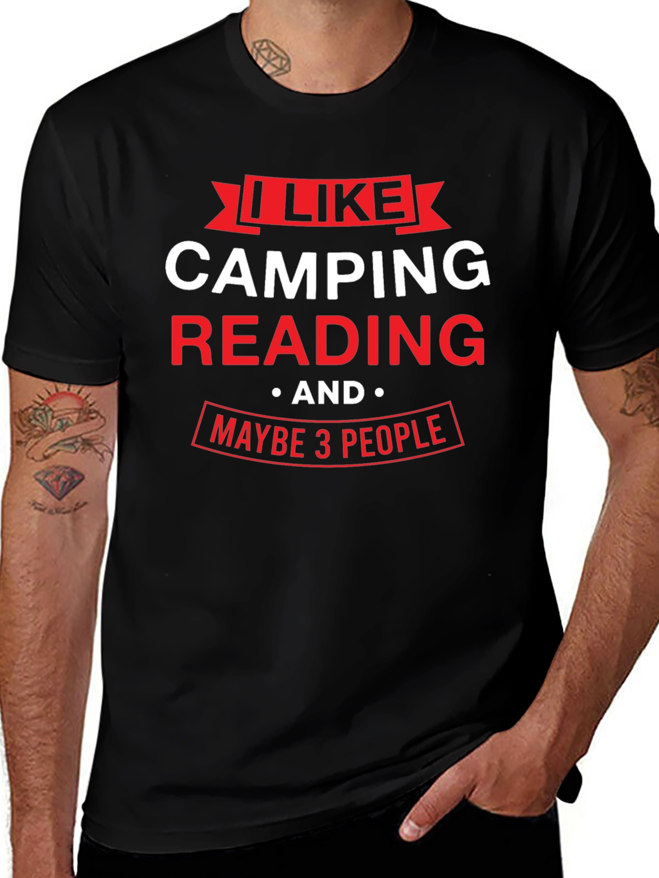 Variant 24 of Camping, Reading, and Maybe 3 People - T-Shirt