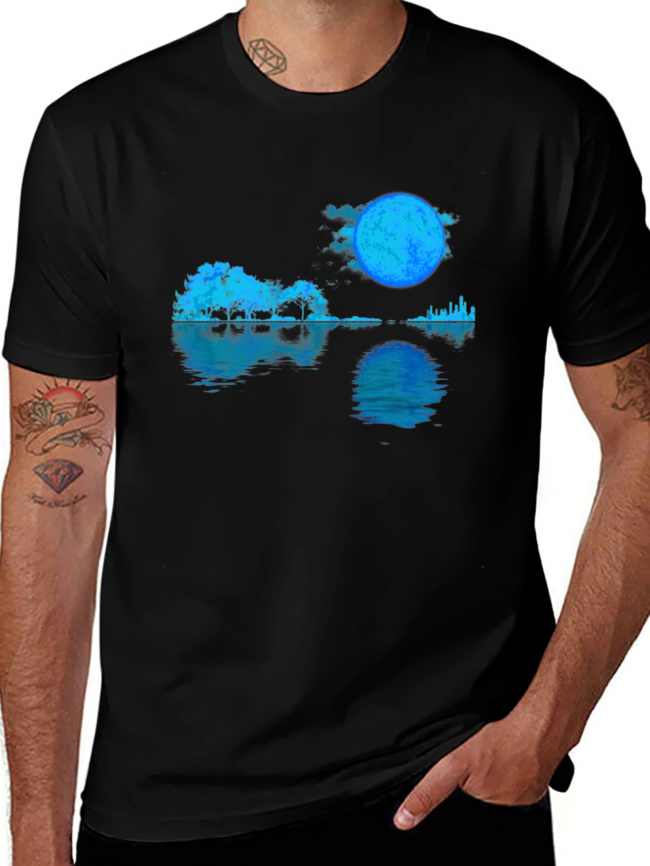 Variant 28 of Moonlit Guitar Landscape T-Shirt