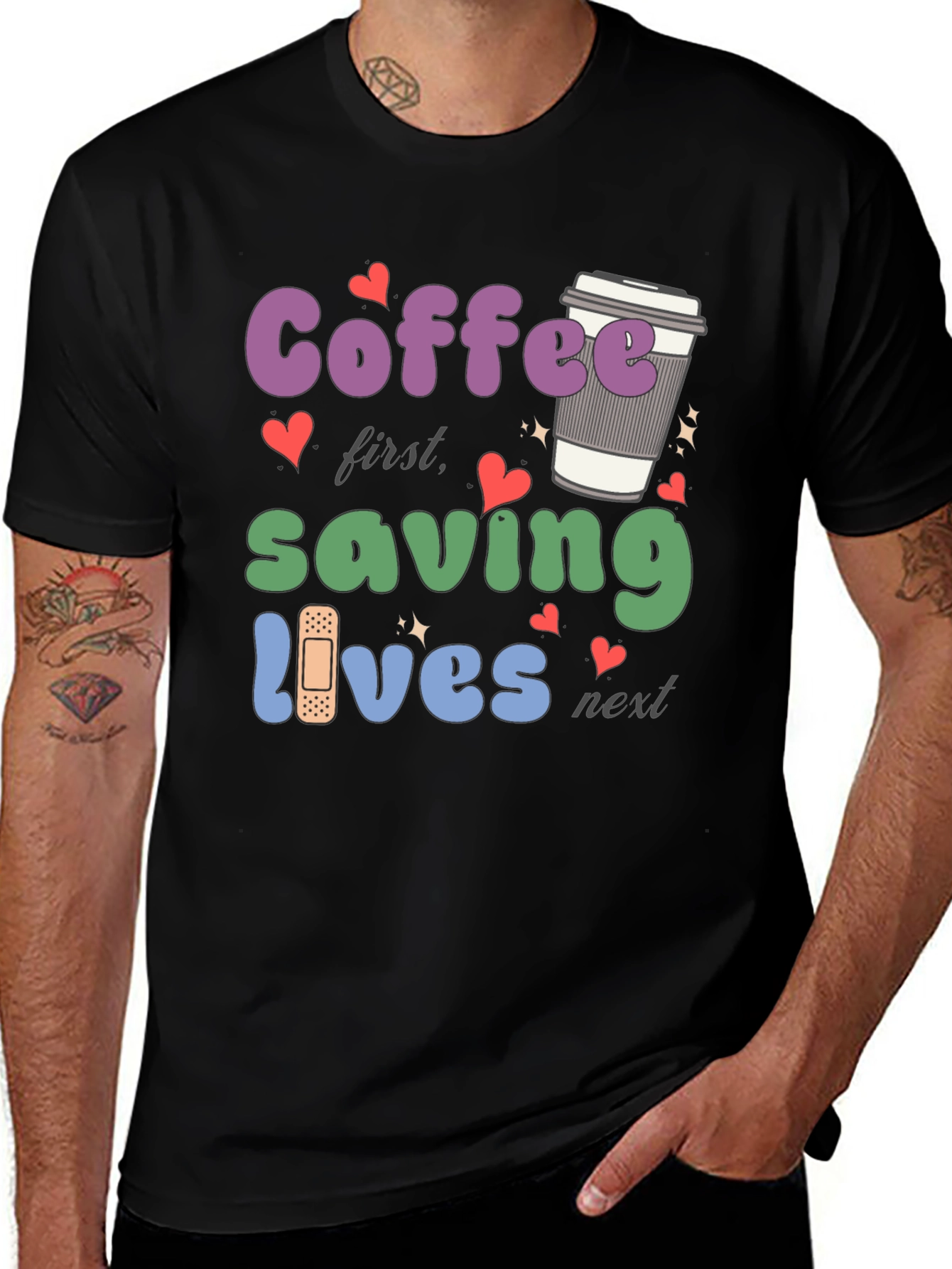 Variant 3 of Coffee First, Saving Lives Next T-Shirt