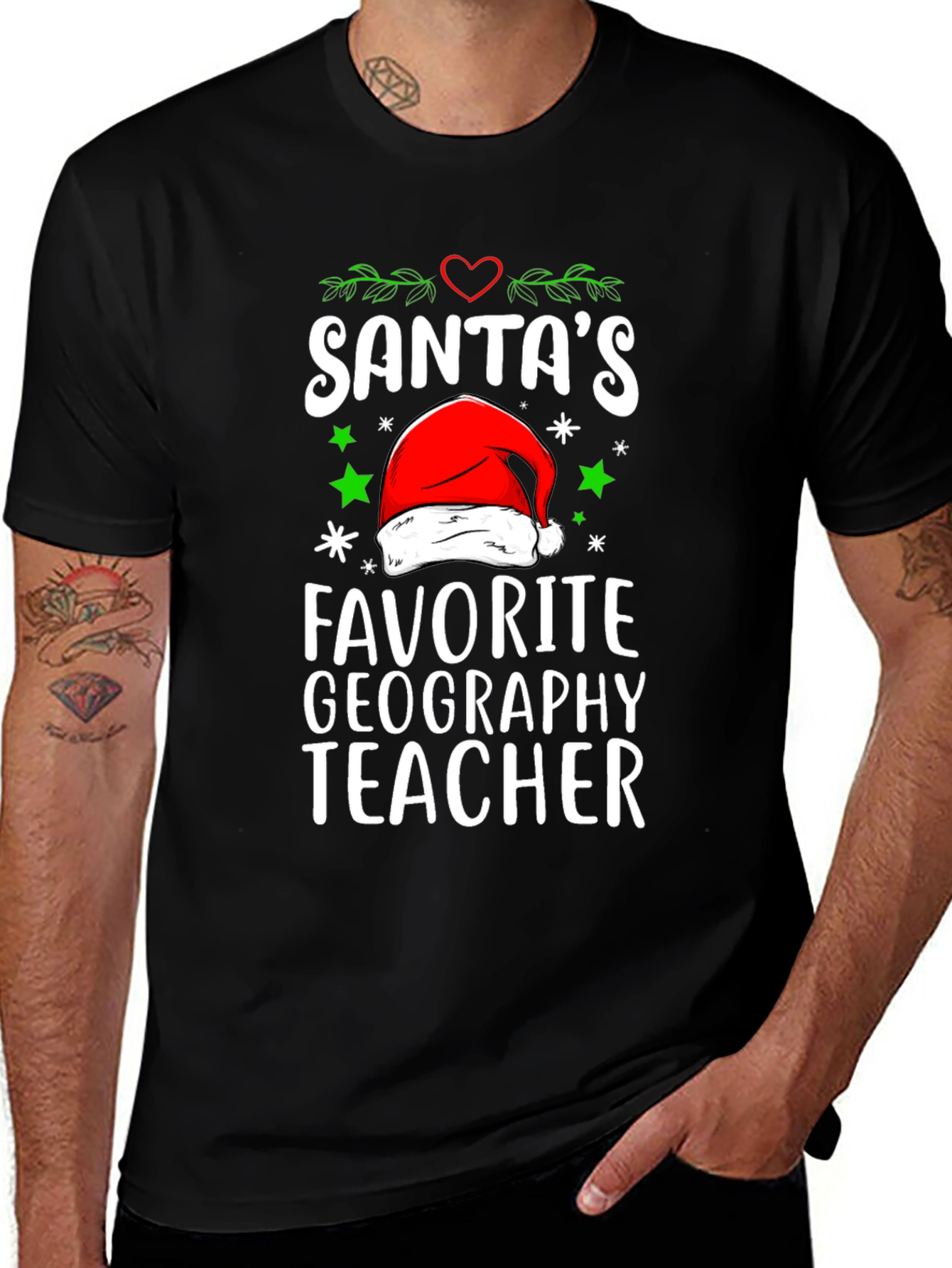 Santa's Favorite Geography Teacher Graphic T-Shirt