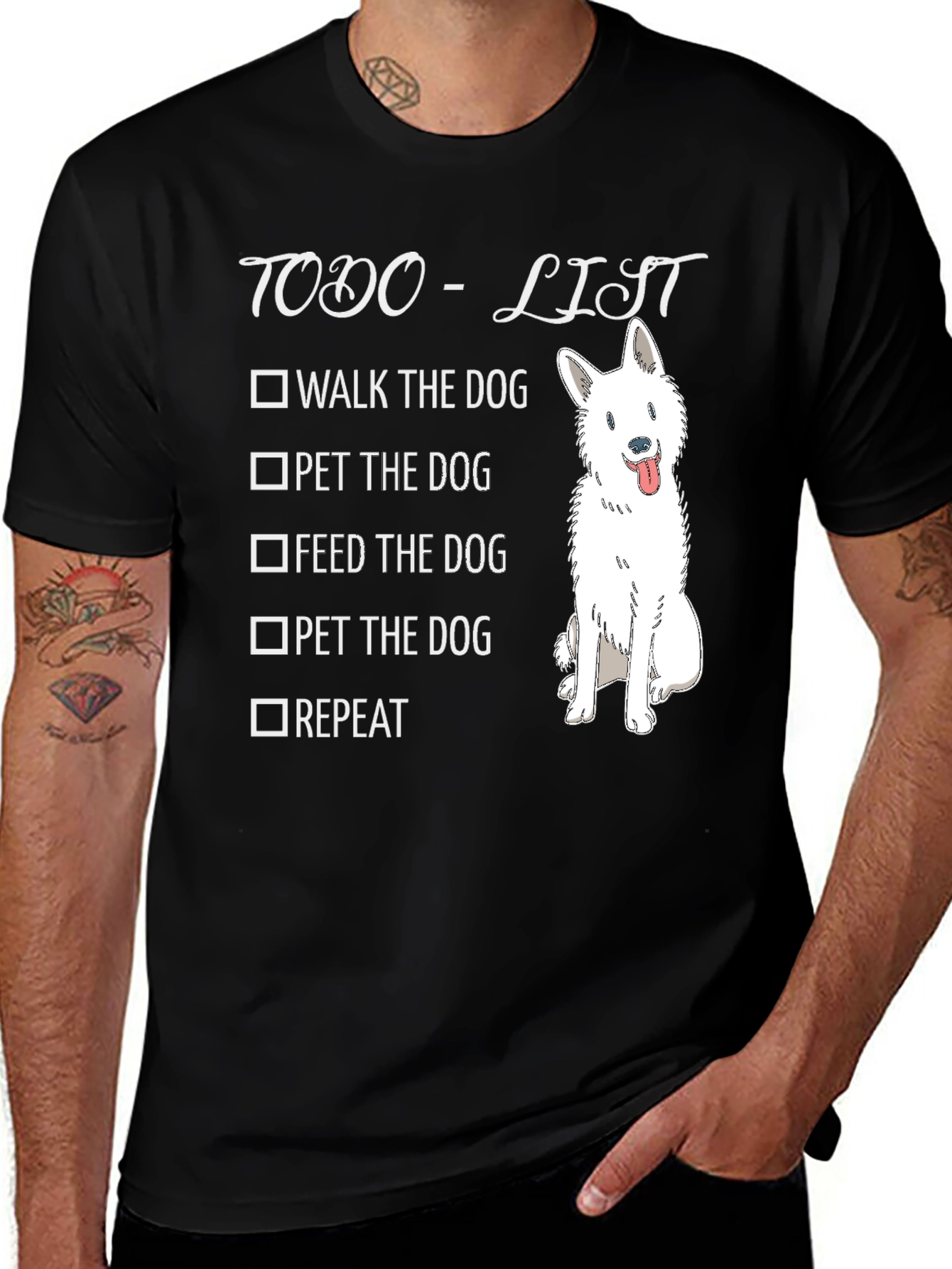 Variant 24 of Todo List Dog T-Shirt - Walk, Pet, Feed, Repeat