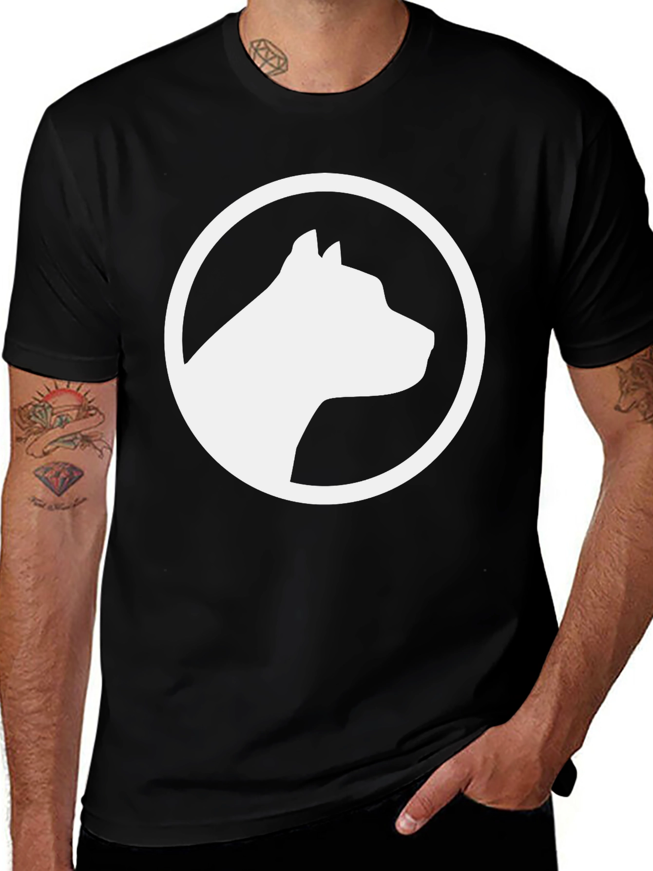 Variant 2 of Dog Logo Black T-Shirt - Men's Fashion