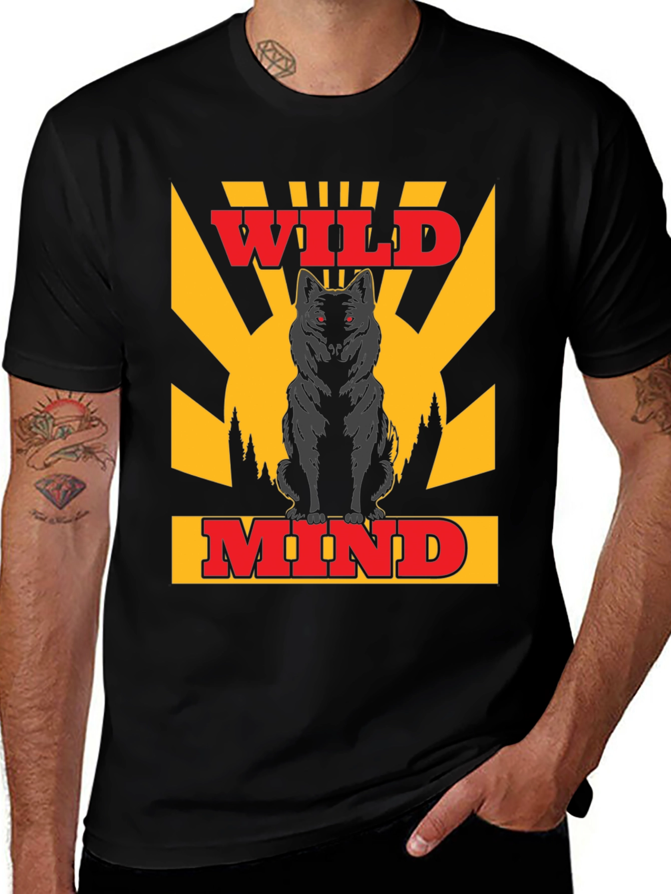 Variant 6 of Wild Mind Wolf Graphic Tee - Black