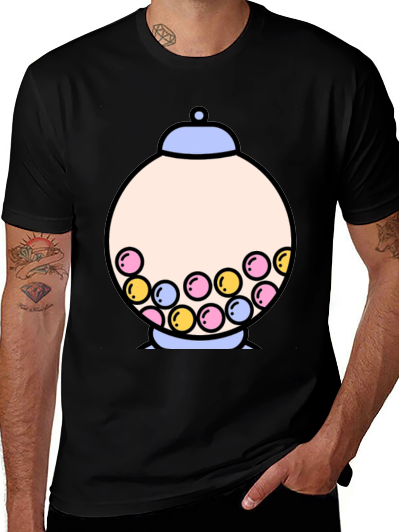 Variant 27 of Gumball Machine Graphic Tee - Funky Black T-Shirt