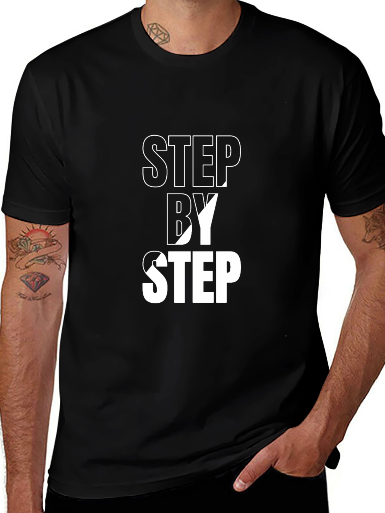 Variant 3 of Step by Step Graphic Tee - Black Cotton Casual Shirt