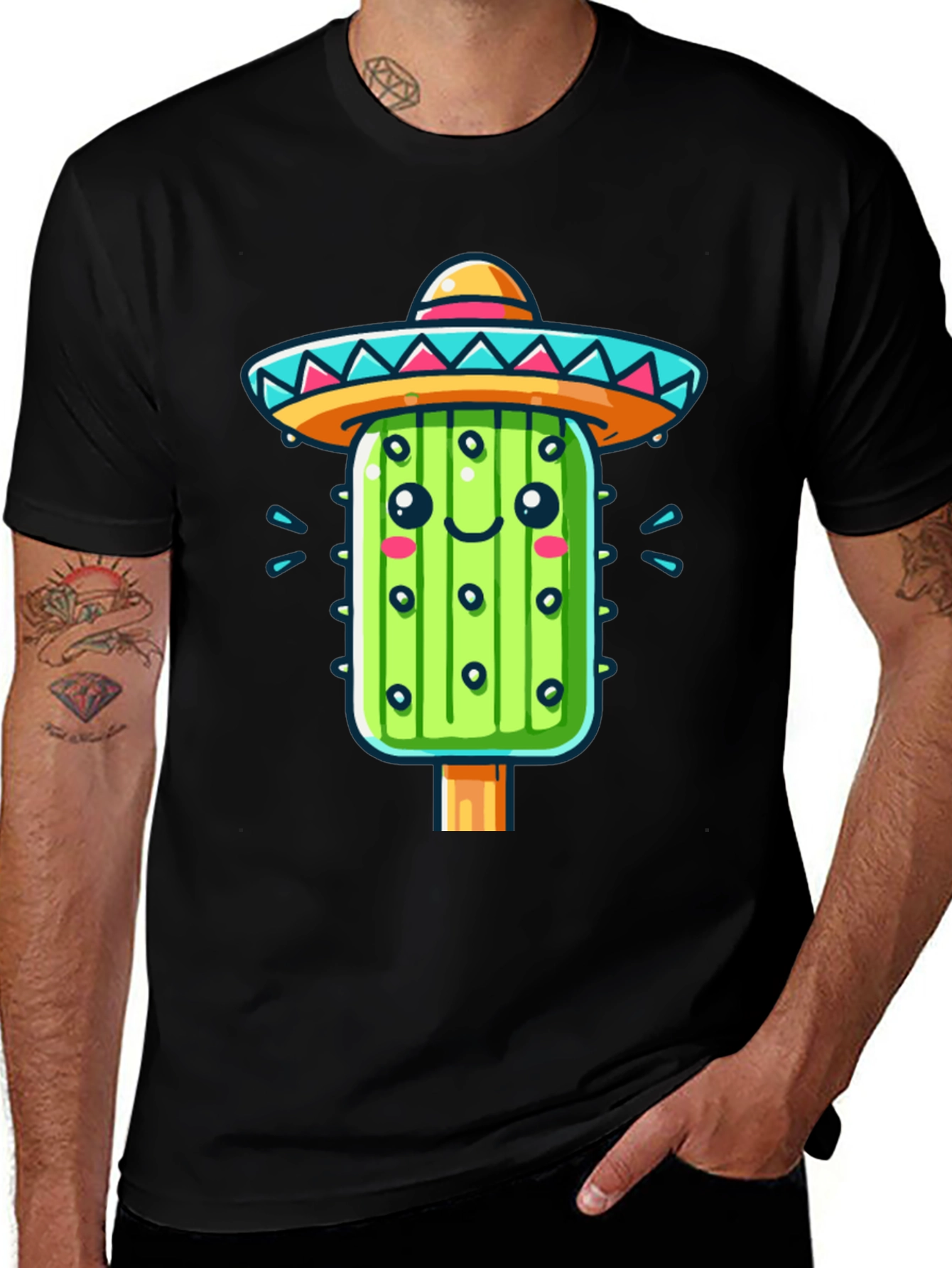 Variant 21 of Cactus Sombrero Graphic Tee - Fun Fiesta Style!