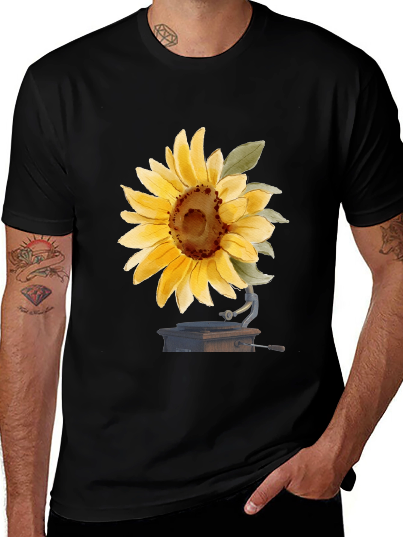 Variant 28 of Sunflower Phonograph Black Graphic Tee