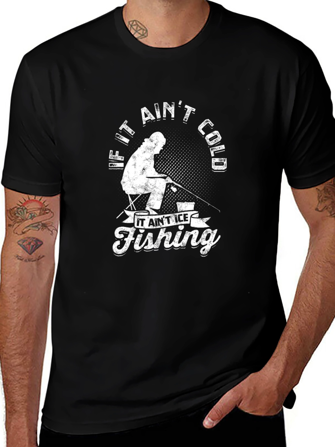 Variant 16 of Funny Fishing T-Shirt - If It Ain't Cold It Ain't Ice Fishing