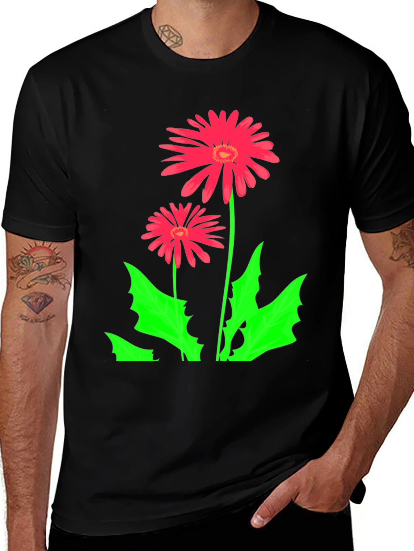 Variant 26 of Vibrant Floral Graphic Tee - Black