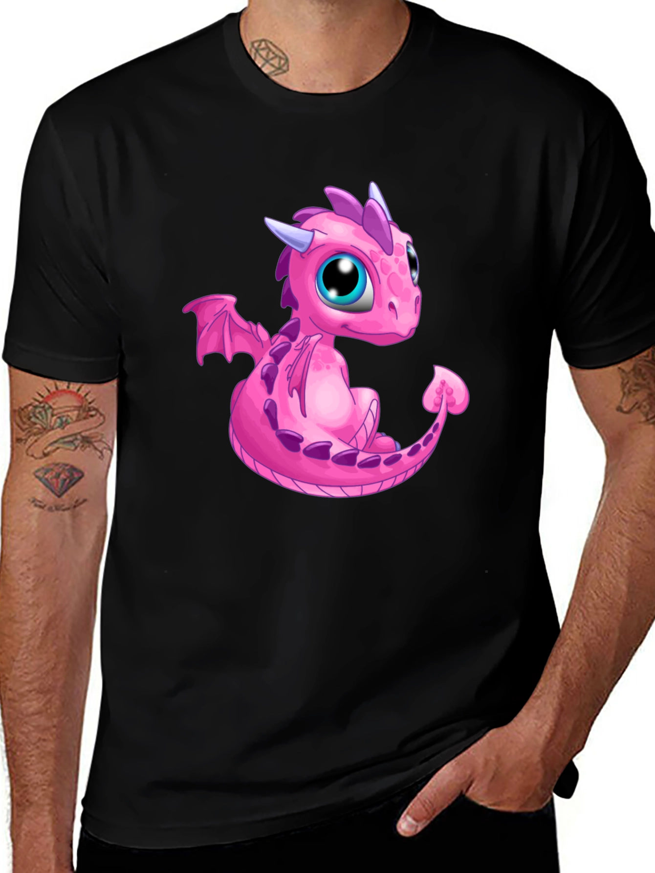 Variant 2 of Pink Dragon Graphic Tee - Cute Cartoon Style