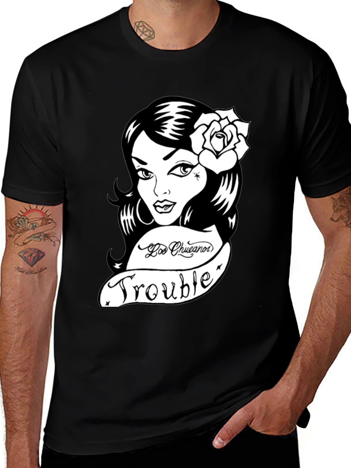 Variant 10 of Los Chicanos Trouble T-Shirt - Black
