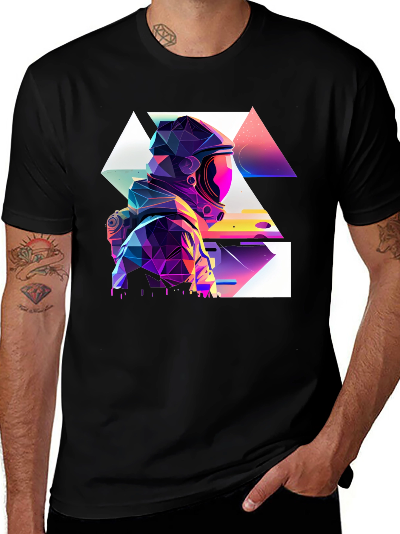 Variant 15 of Geometric Astronaut T-Shirt - Space Explorer Tee