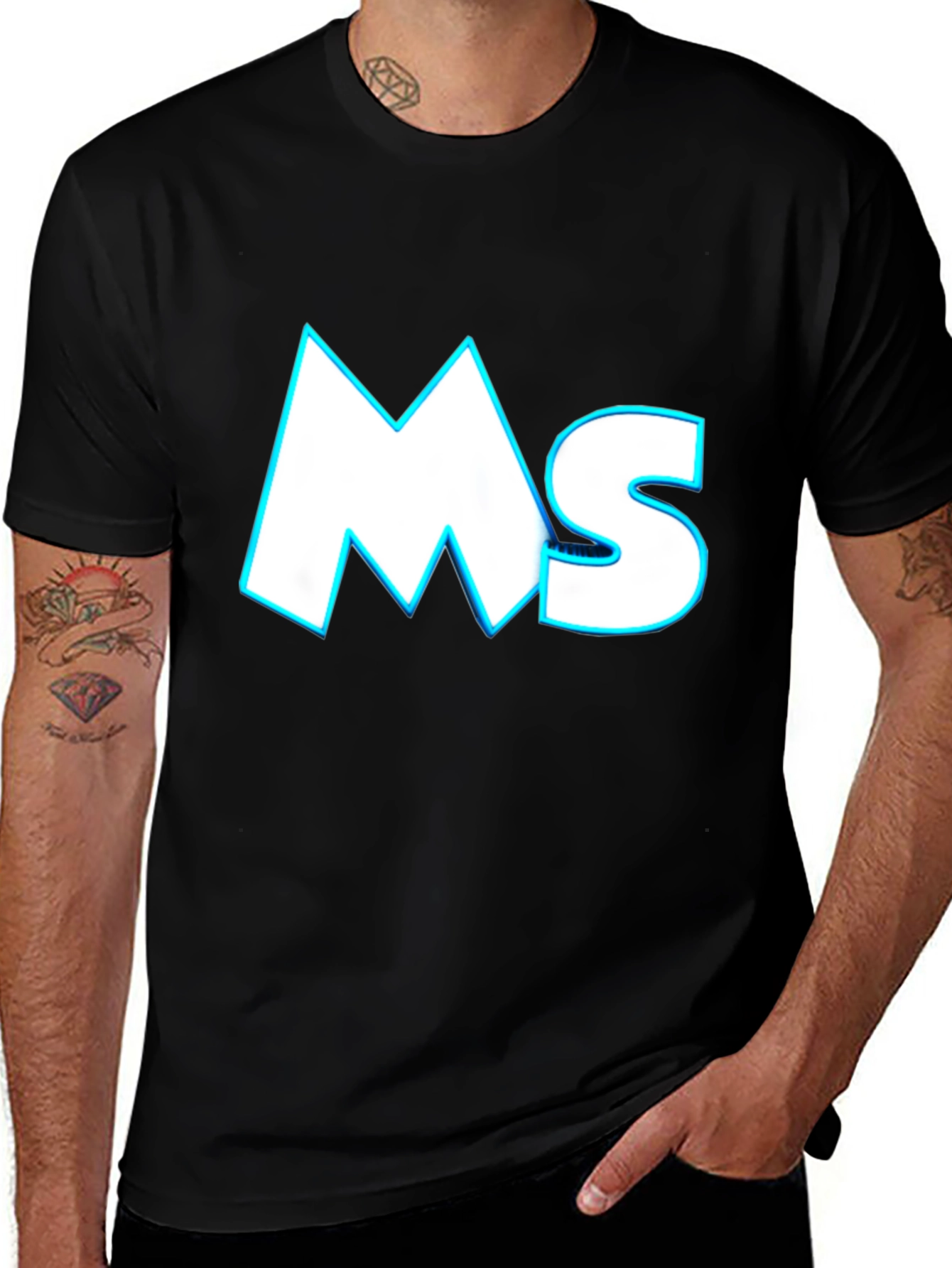 MS Graphic Tee - Black Crewneck Short Sleeve T-Shirt