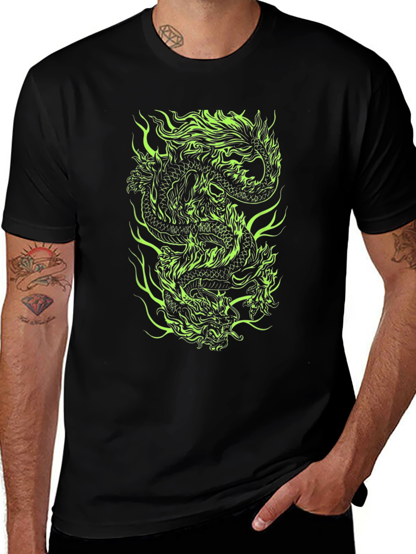 Variant 30 of Dragon Graphic Print Tee - Black