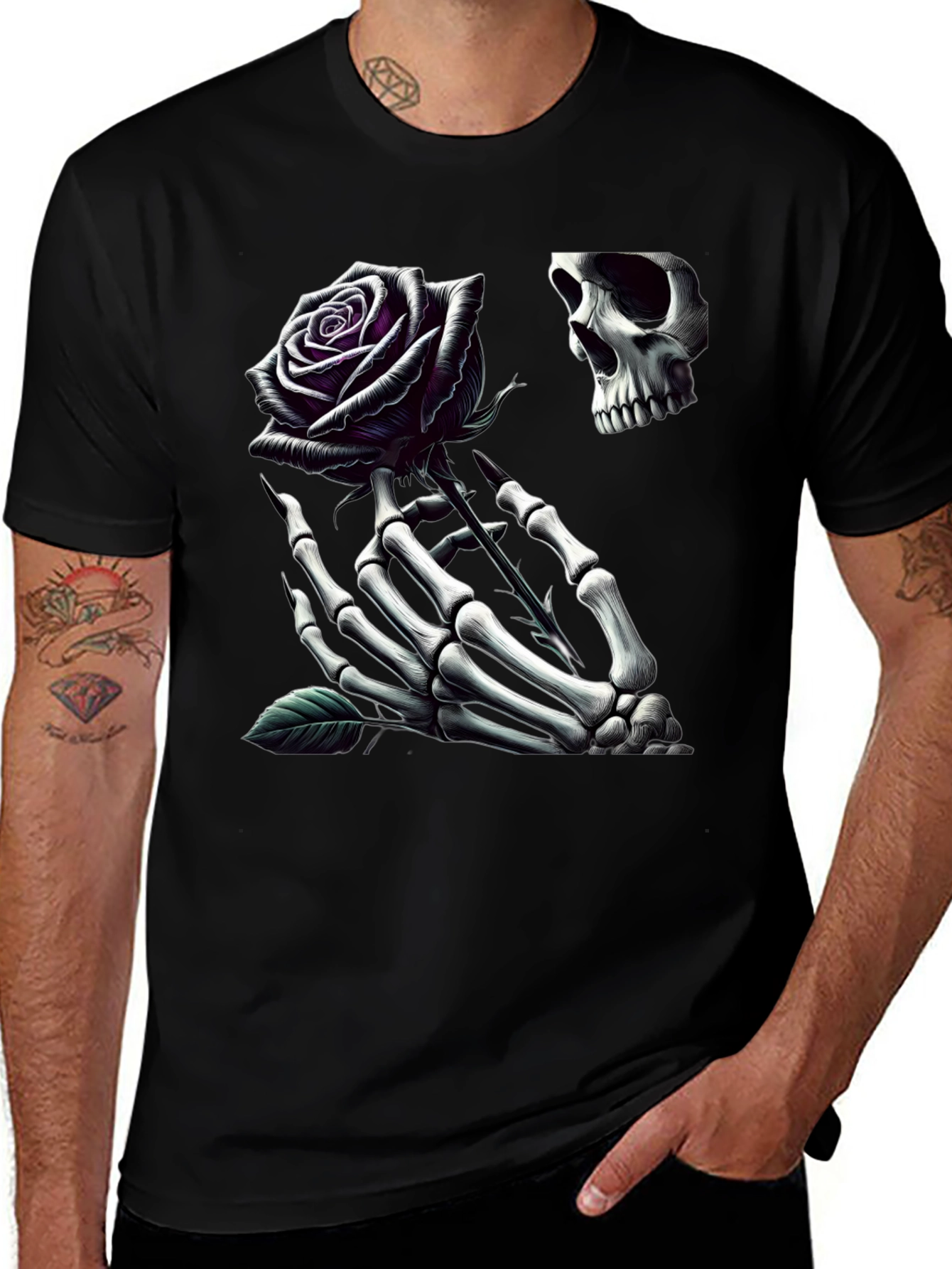 Skeleton Hand Rose Graphic Tee