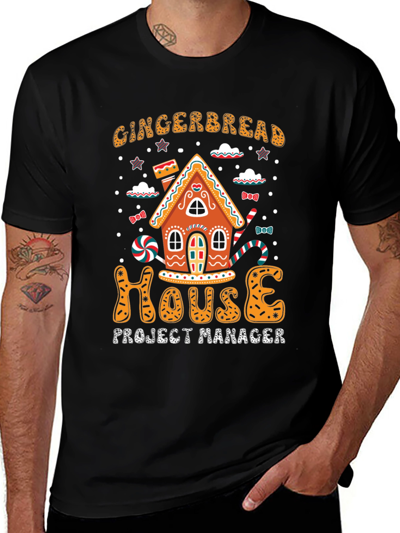 Variant 17 of Gingerbread House Project Manager Black T-Shirt