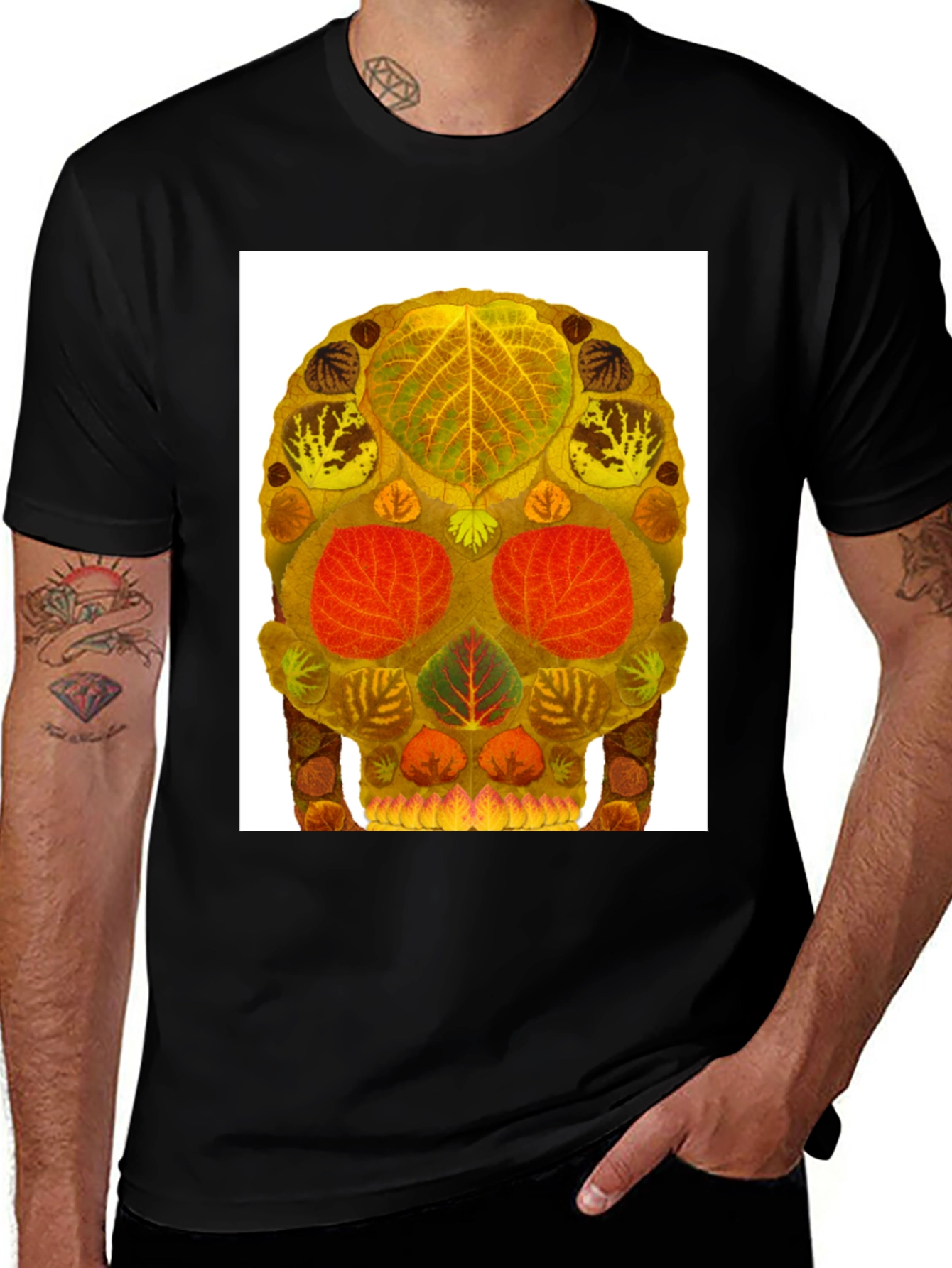 Variant 11 of Leaf Skull Graphic Tee - Unique Nature Art T-Shirt