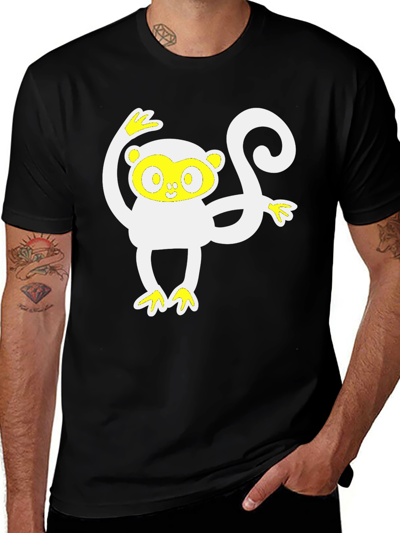Variant 6 of Monkey Graphic Black Tee - Fun & Unique!