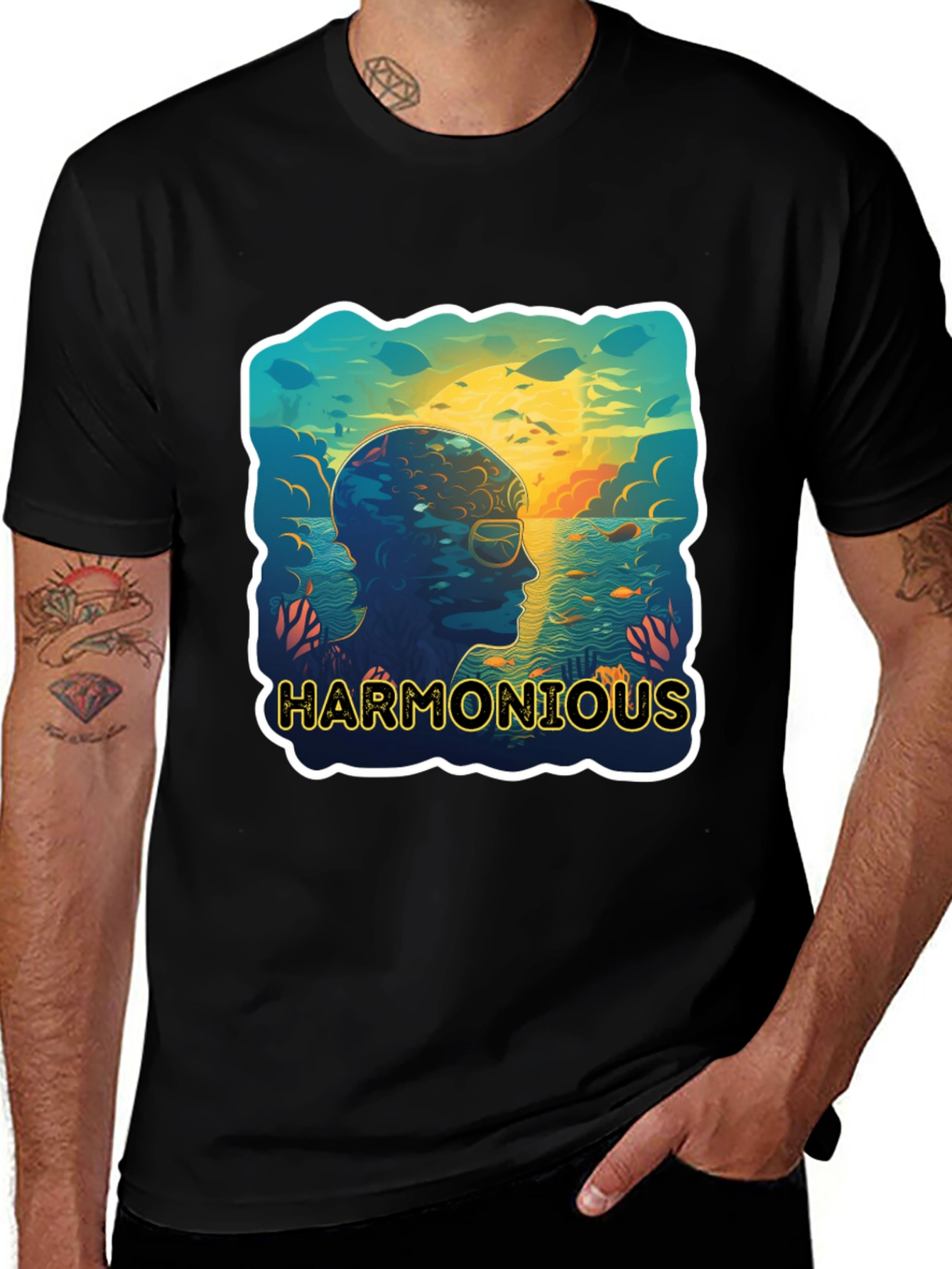 Variant 29 of Harmonious Ocean Mind Black T-Shirt