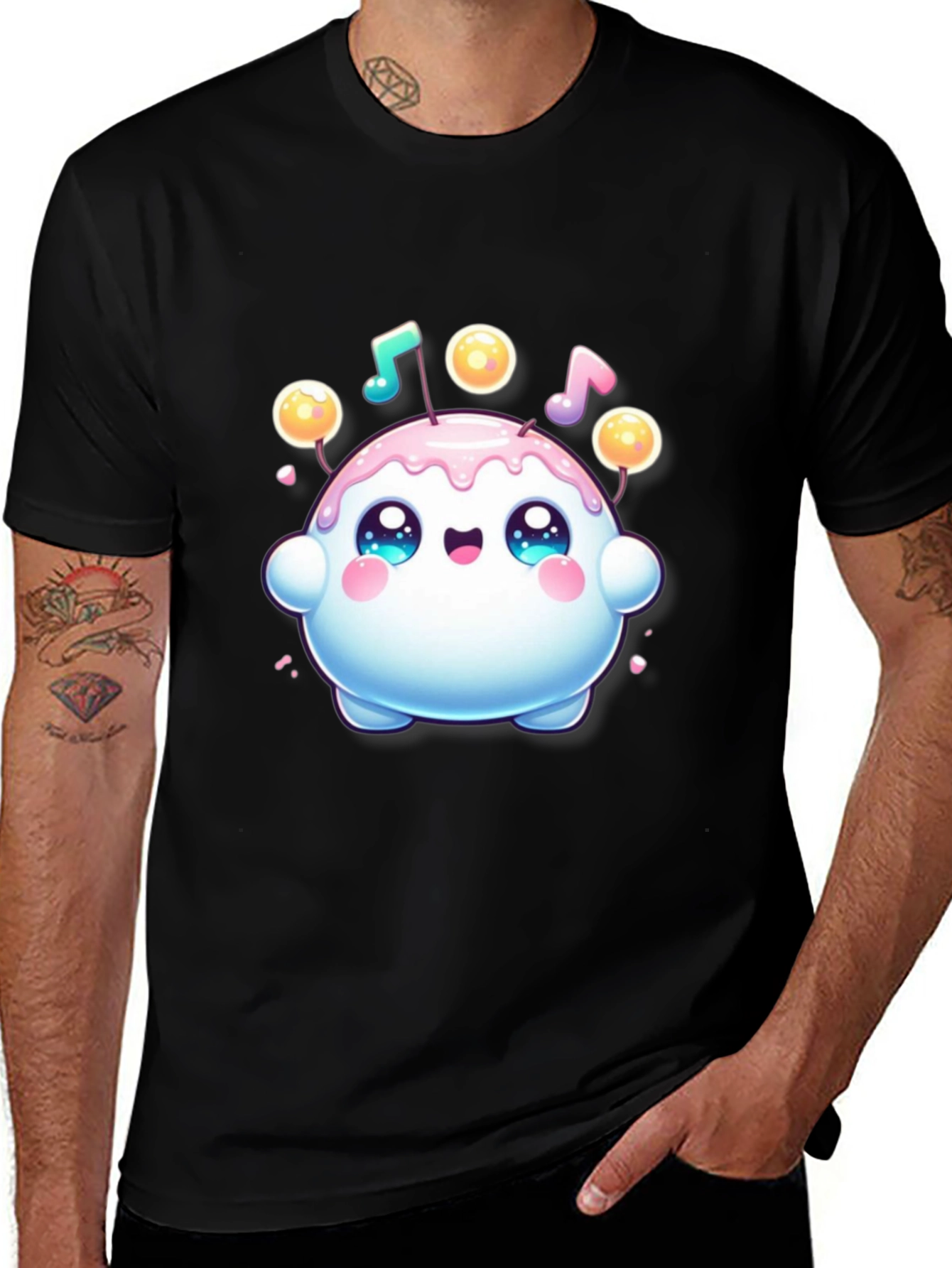 Variant 21 of Kawaii Music Blob Black T-Shirt