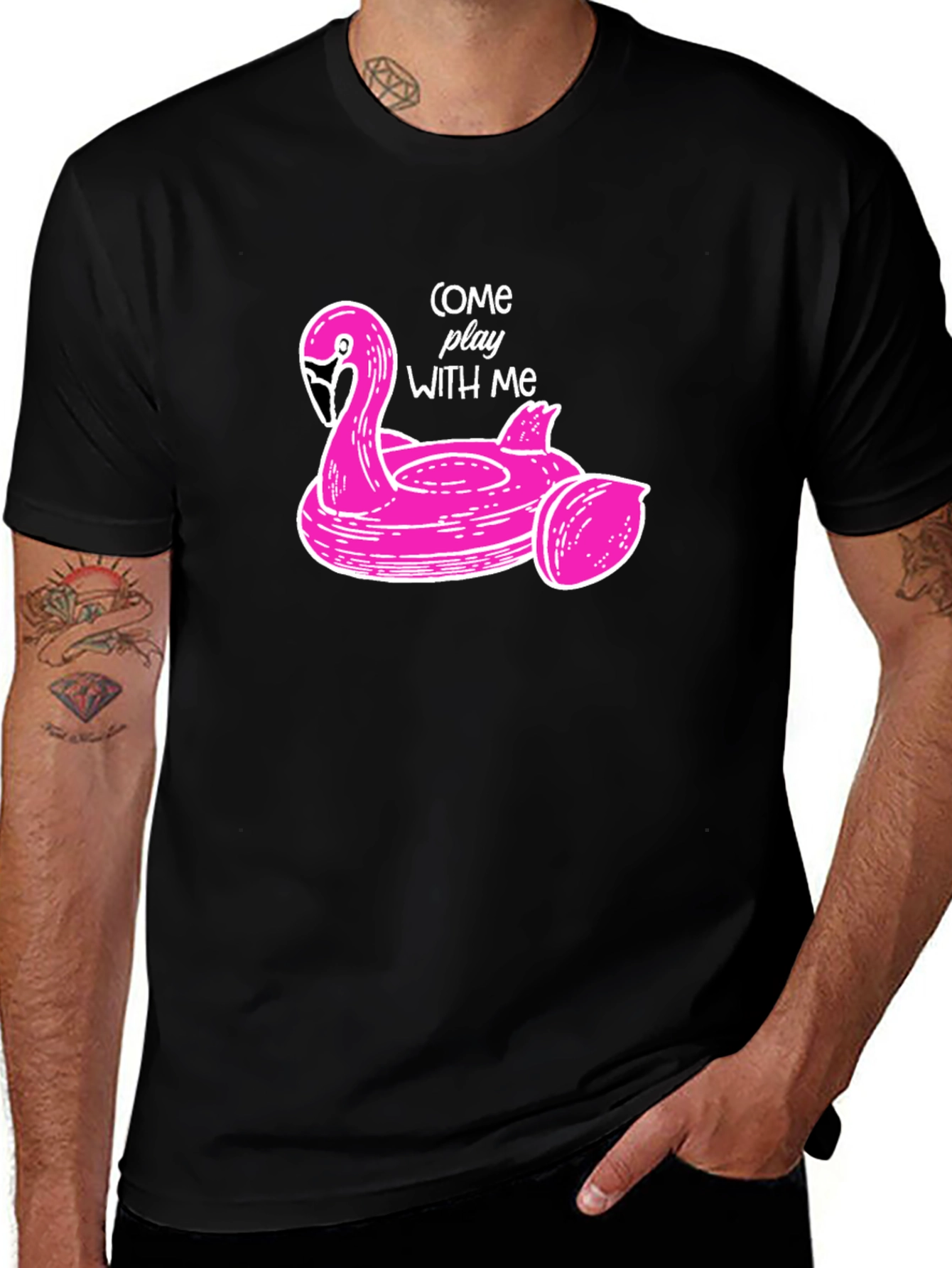 Variant 14 of Pink Flamingo Pool Float Graphic Tee