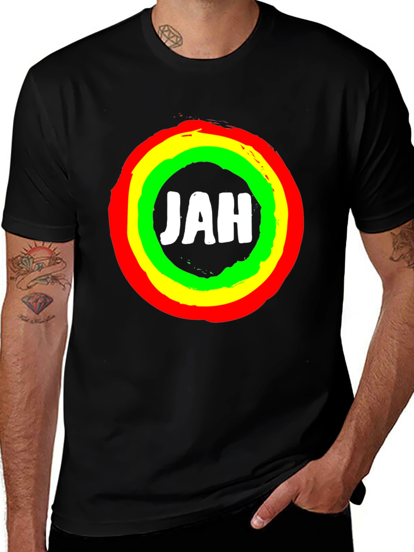Variant 15 of JAH Rastafarian Reggae T-Shirt - Black