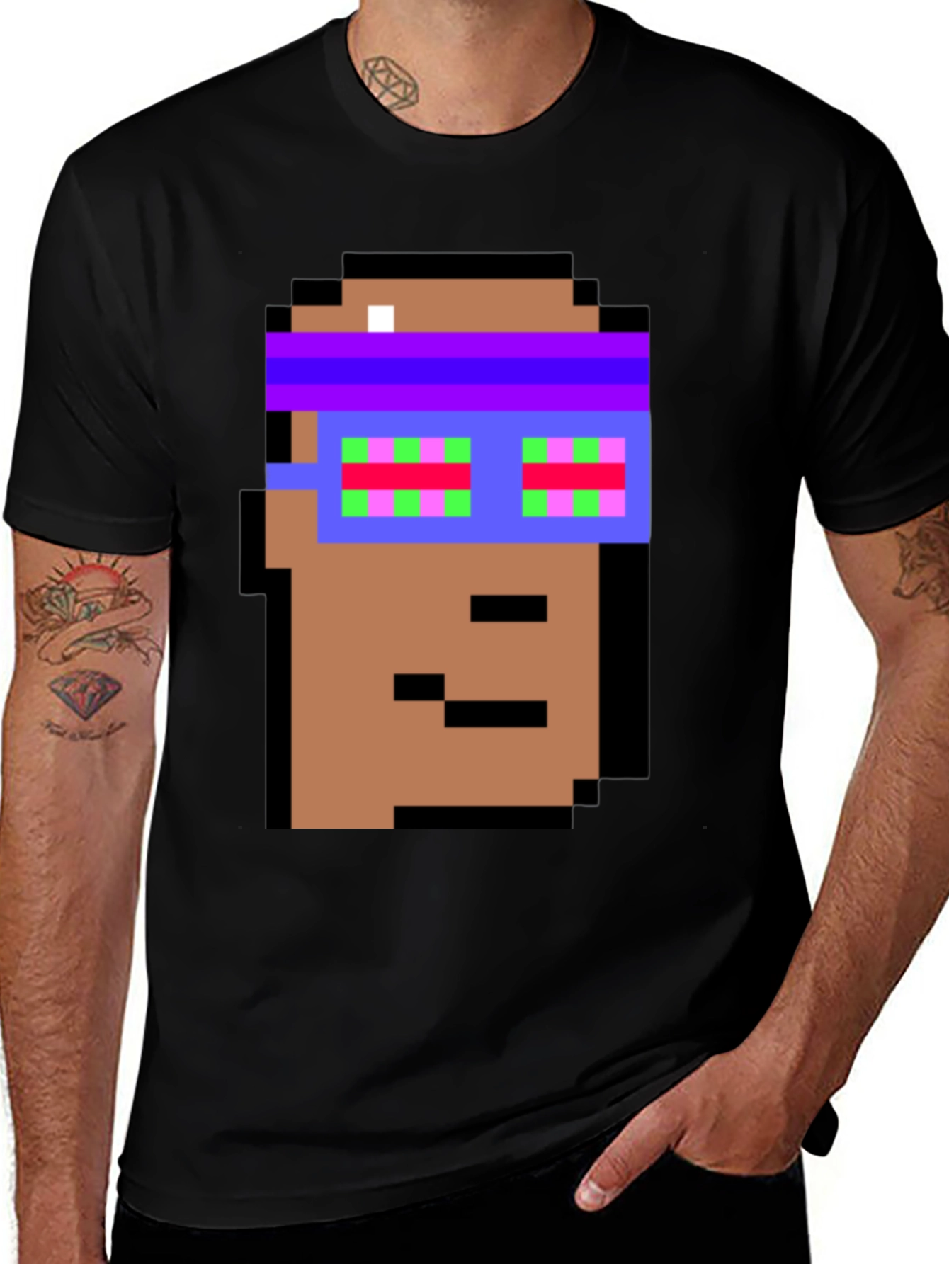 Variant 22 of Crypto Pixel Art T-Shirt - Funky Block Head Design