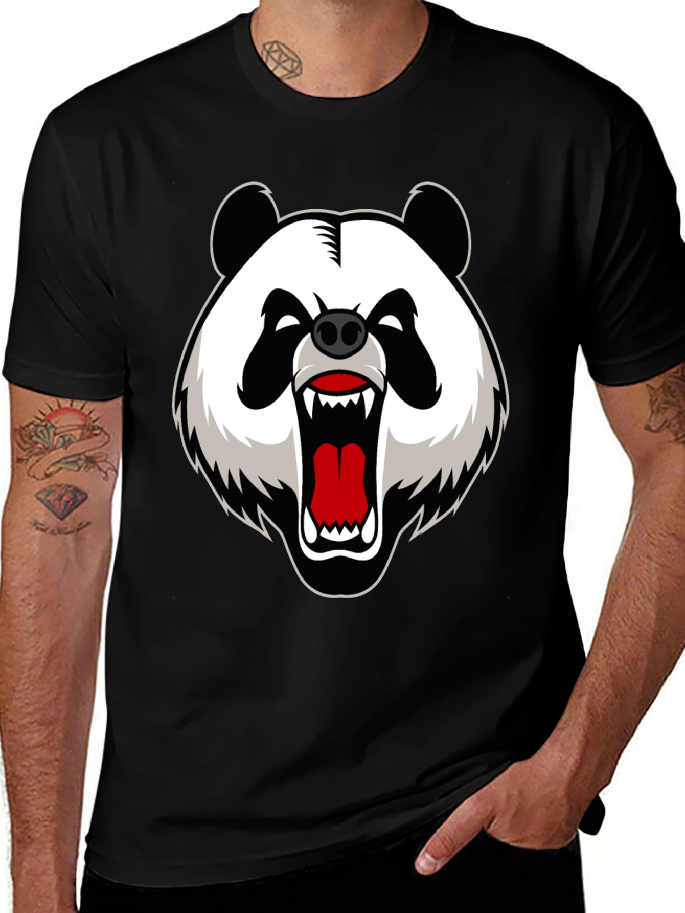 Variant 26 of Angry Panda Graphic Tee - Black