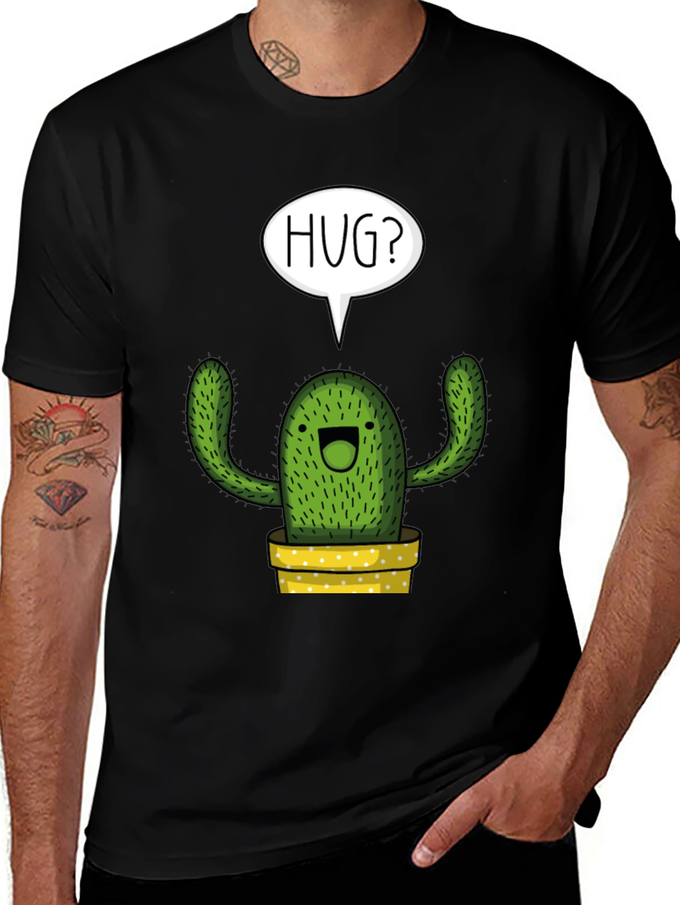 Variant 27 of Hug Me Cactus Graphic Tee - Soft Cotton Blend