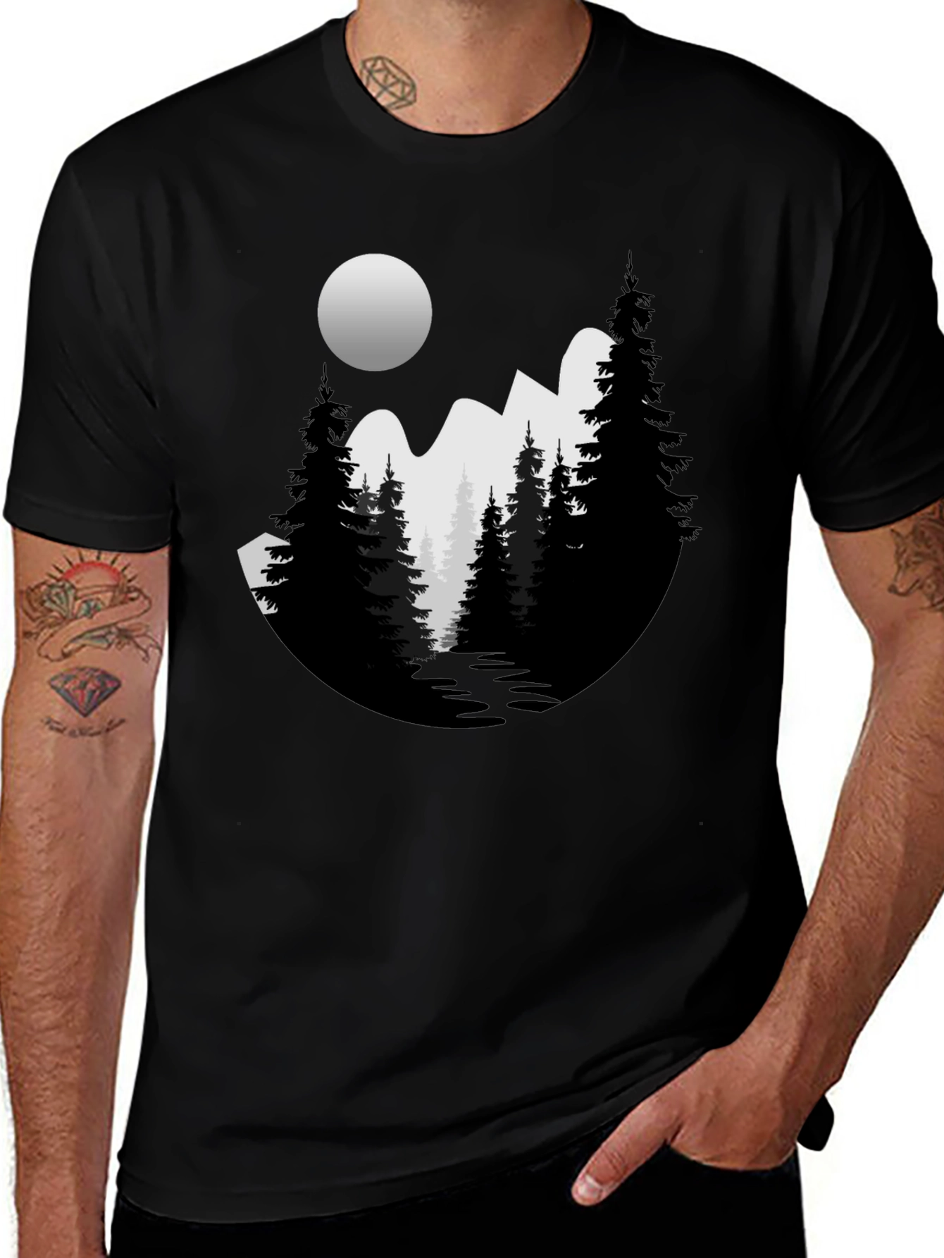 Variant 25 of Mountain Moon Graphic Tee - Black