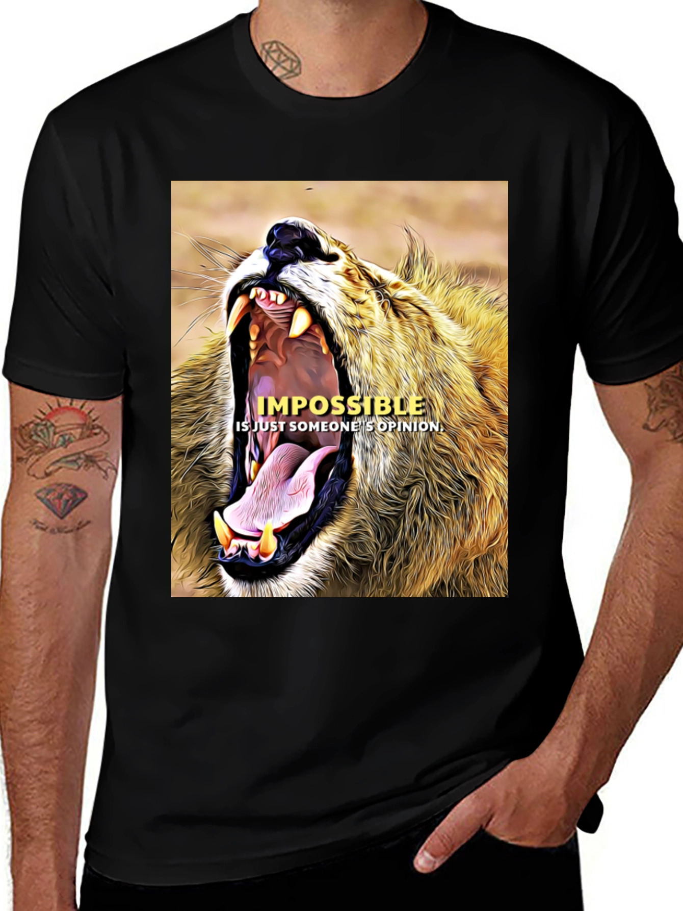 Variant 10 of Lion Graphic Print T-Shirt: Impossible is Just Someone's Opinion