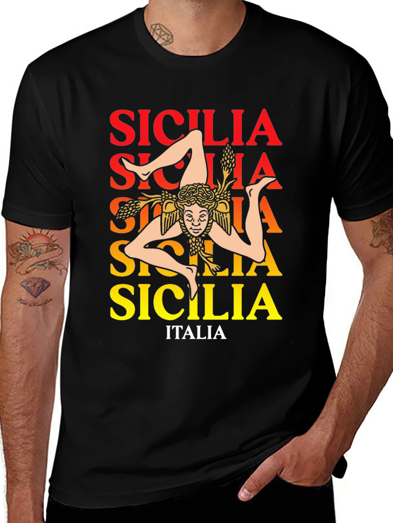 Sicilia Italia T-Shirt - Trinacria Symbol
